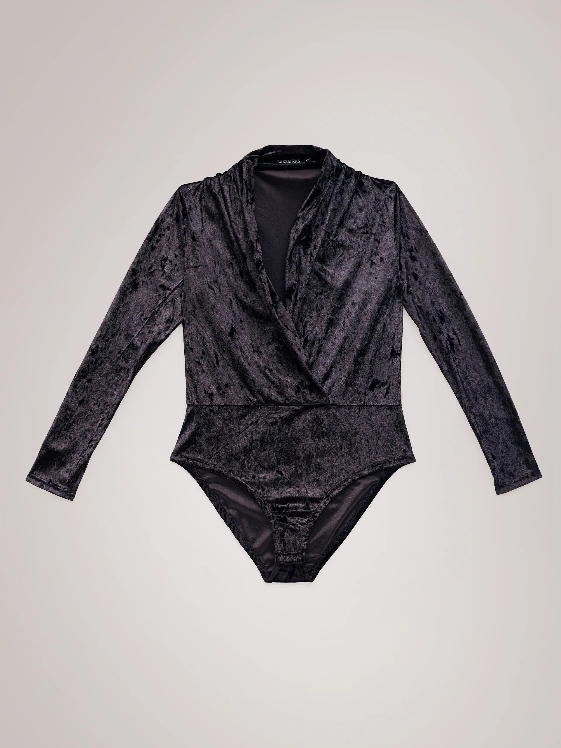 Black Velvet Wrap Bodysuit | Women's Tops & Blouses