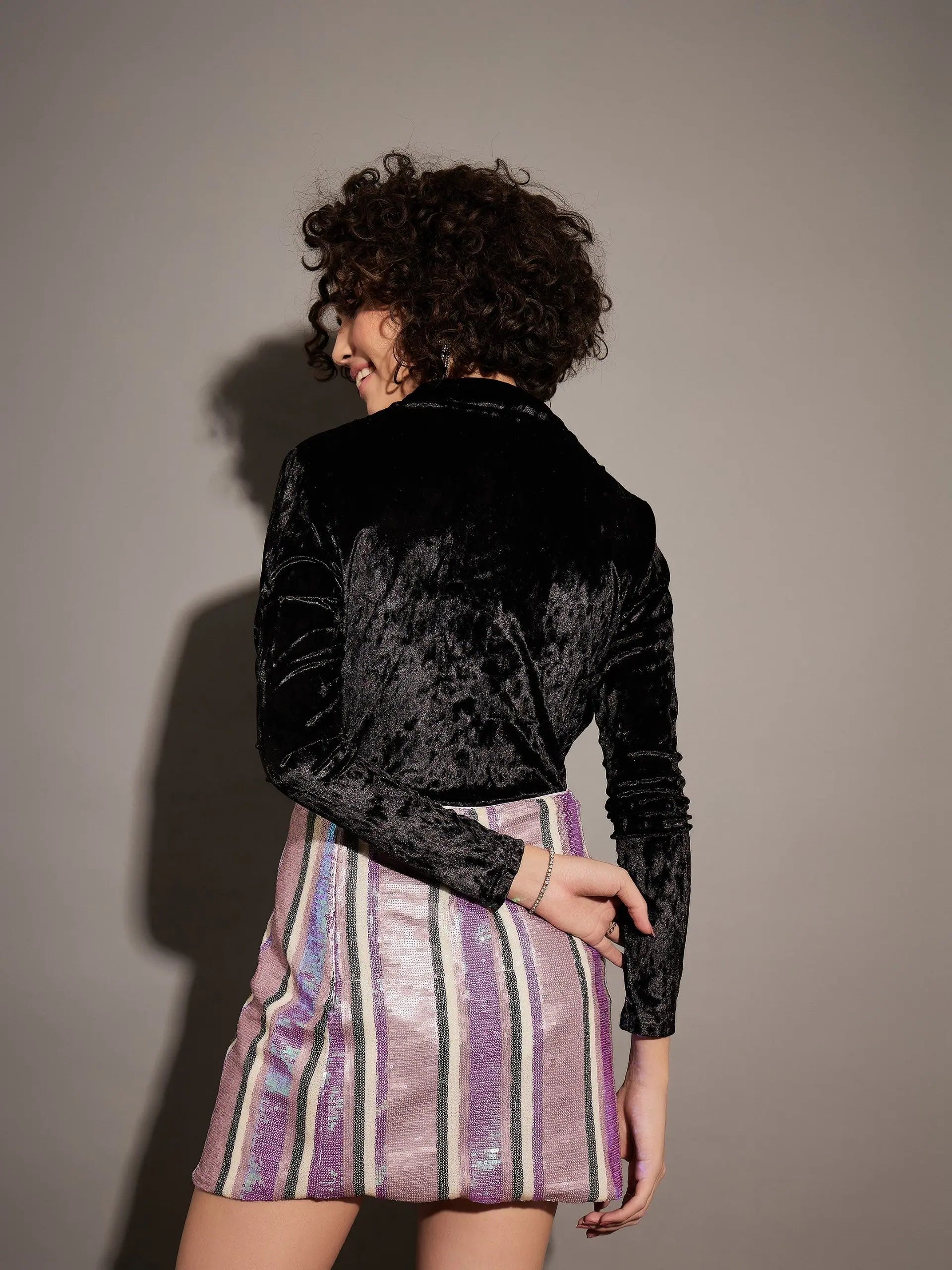 Black Velvet Wrap Bodysuit | Women's Tops & Blouses