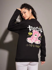 Women Black Fleece Too Cool Oversized Sweatshirt