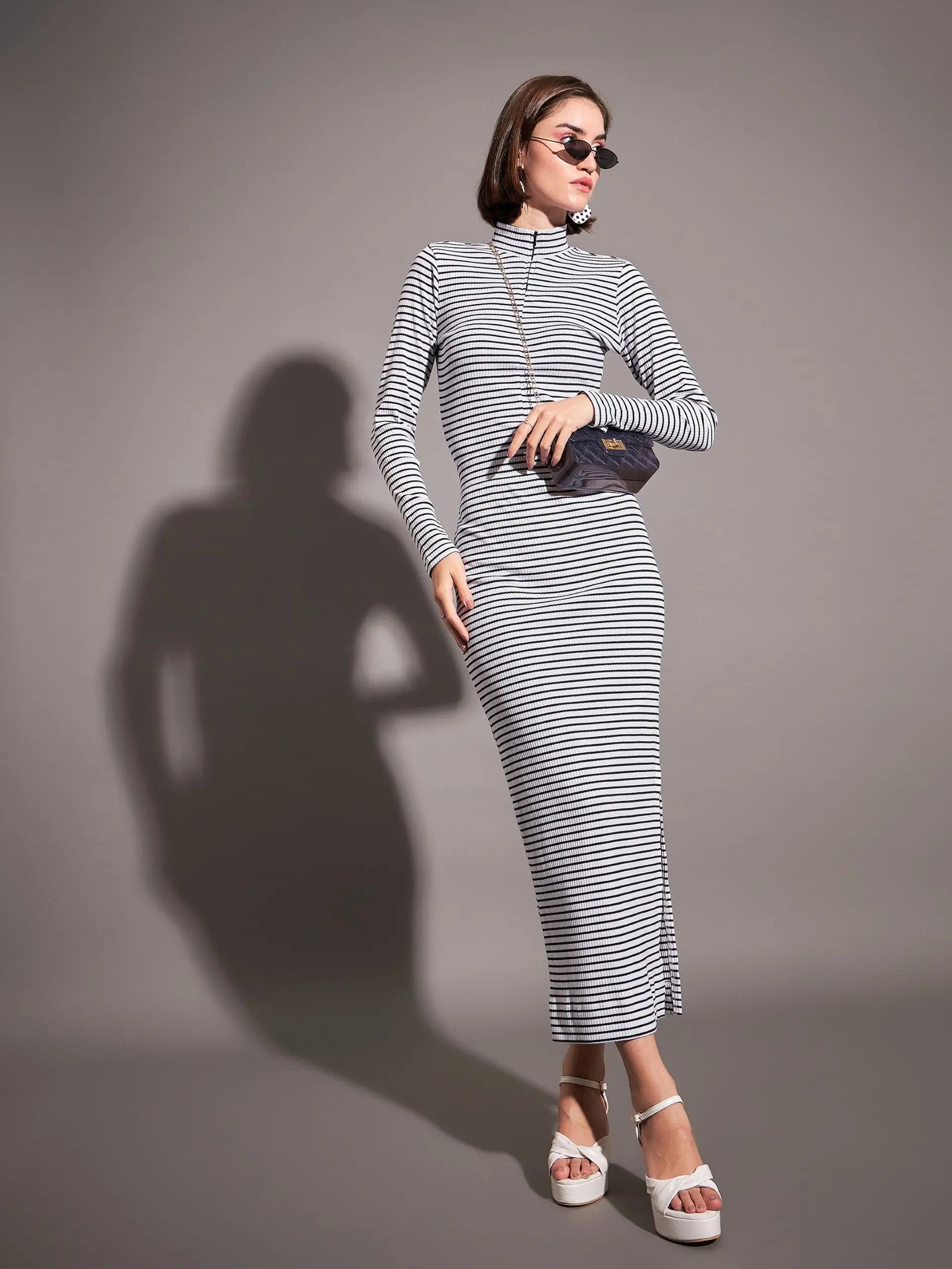 Striped Rib Pencil Skirt | Women's Skirts Online Shop