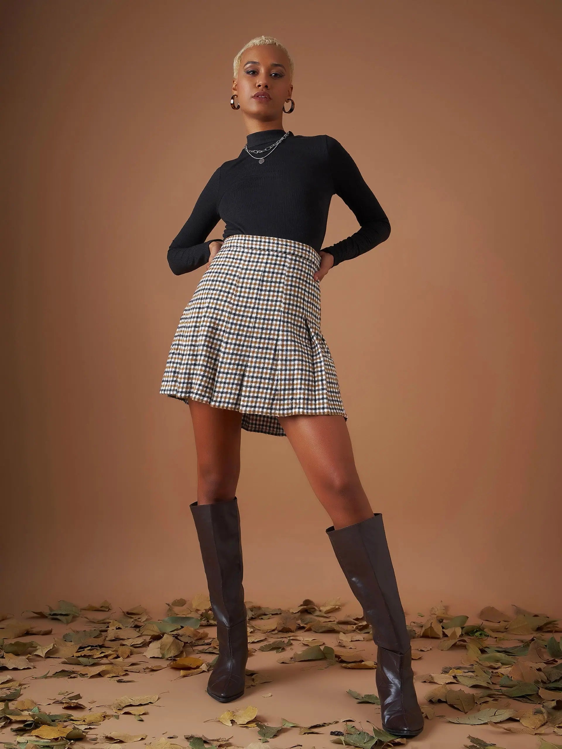 Brown Flannel Mini Skirt - Women's Western Wear Collection