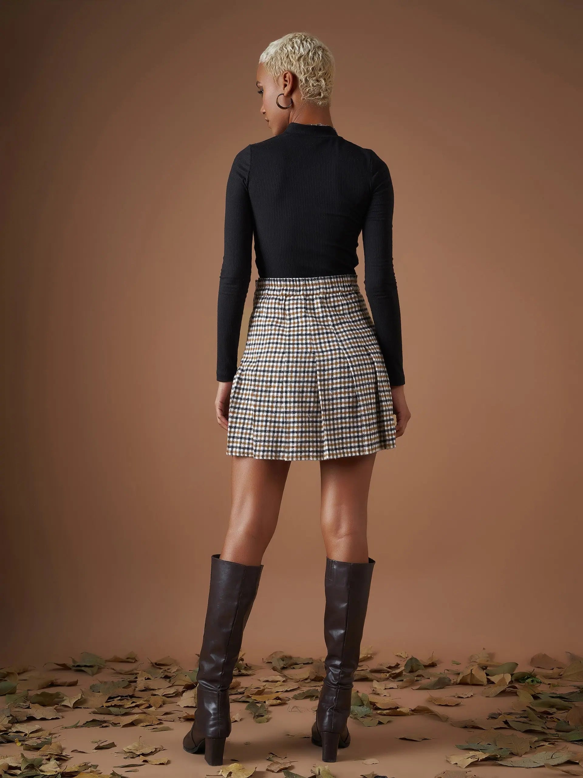Brown Flannel Mini Skirt - Women's Western Wear Collection