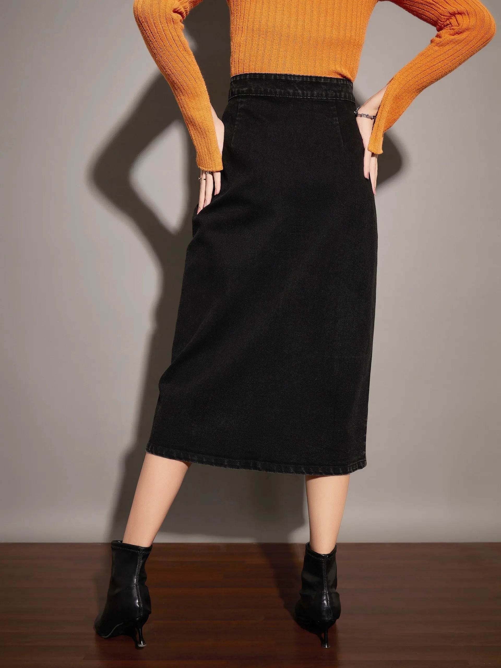 Black Denim Wrap Skirt | Women's Western Outfits Online