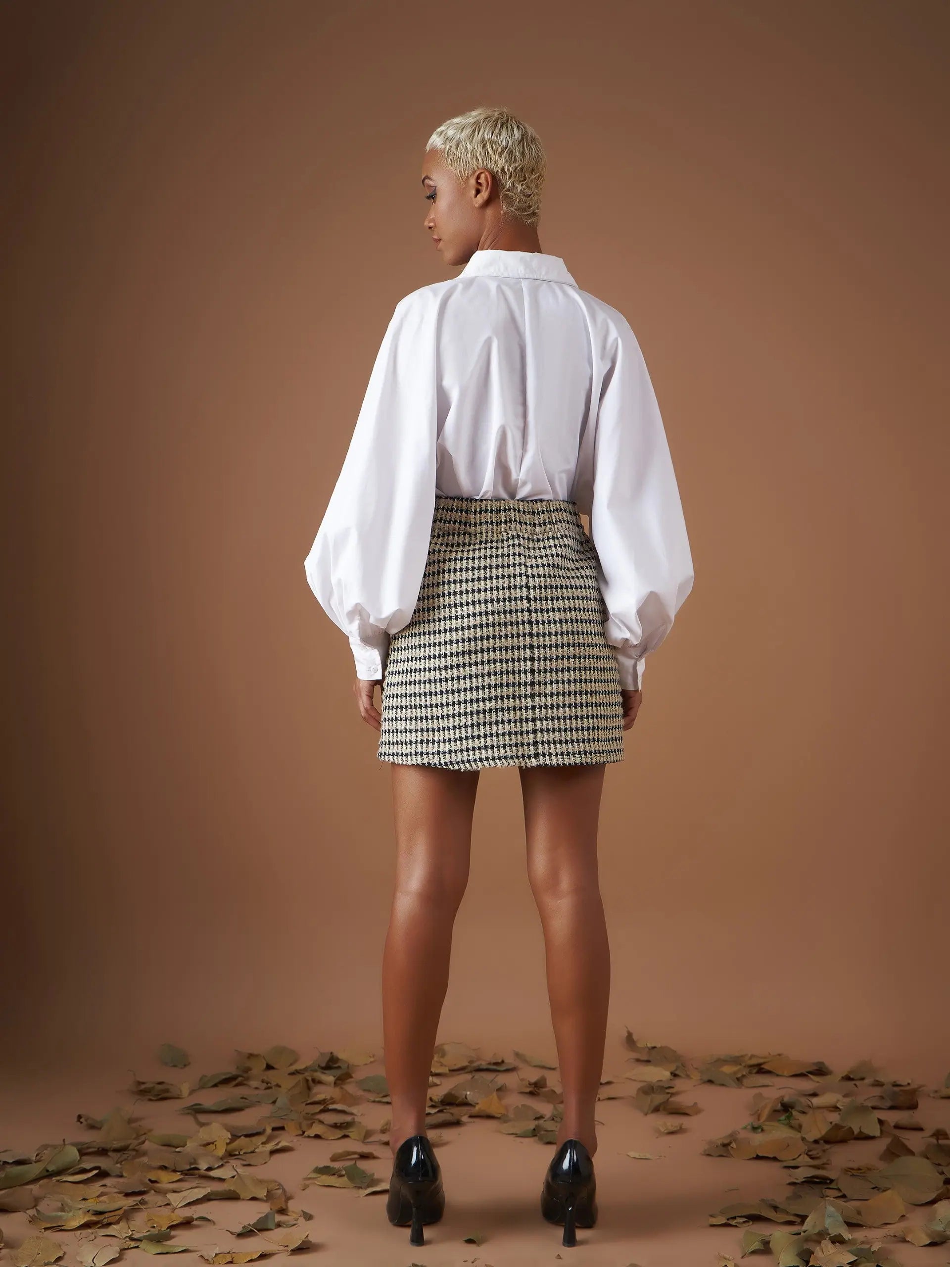 Off-White Check Tweed Mini Skirt | Women's Western Wear