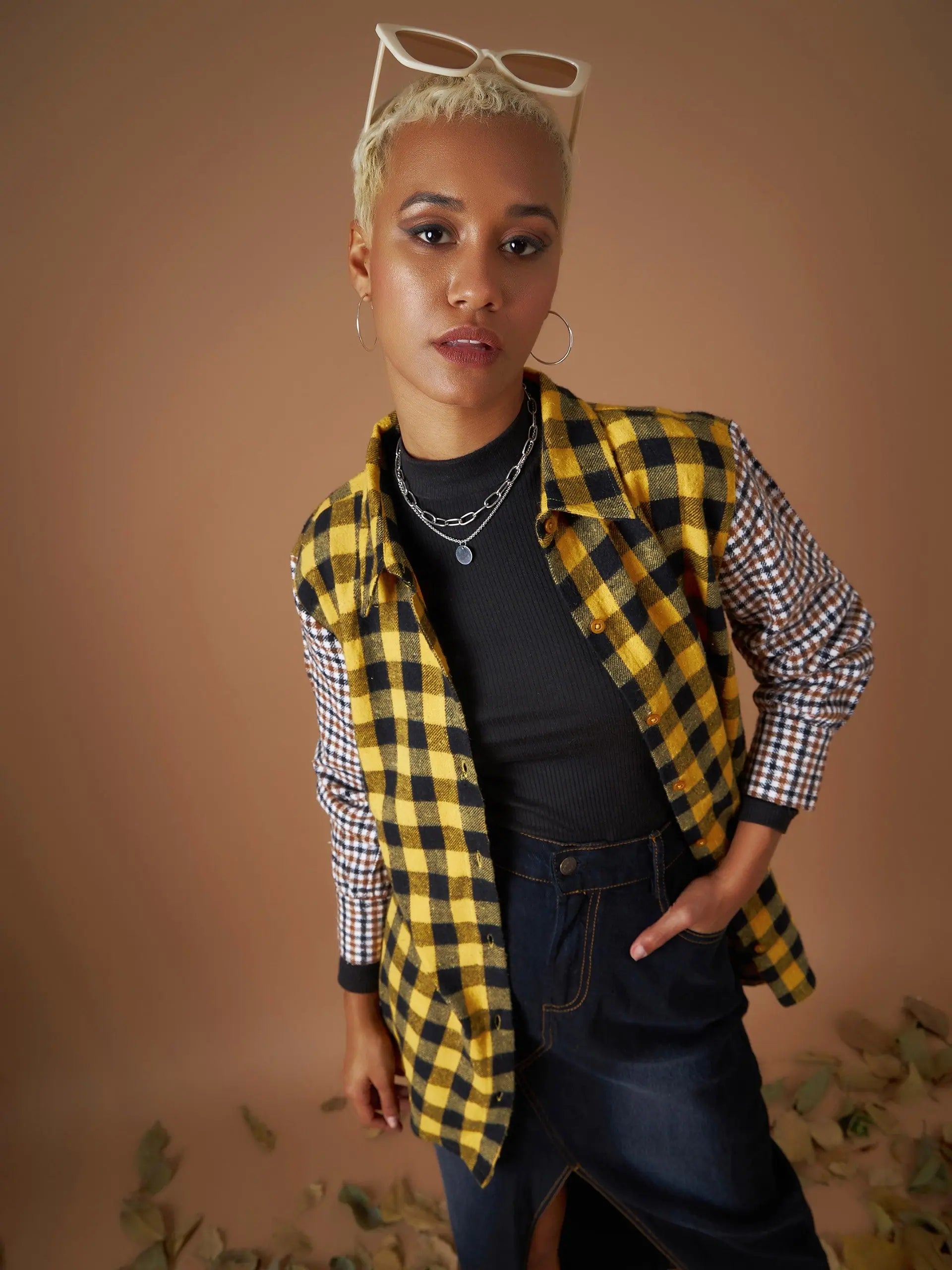Yellow Flannel Check Shirt - Women's Casual Ethnic Wear