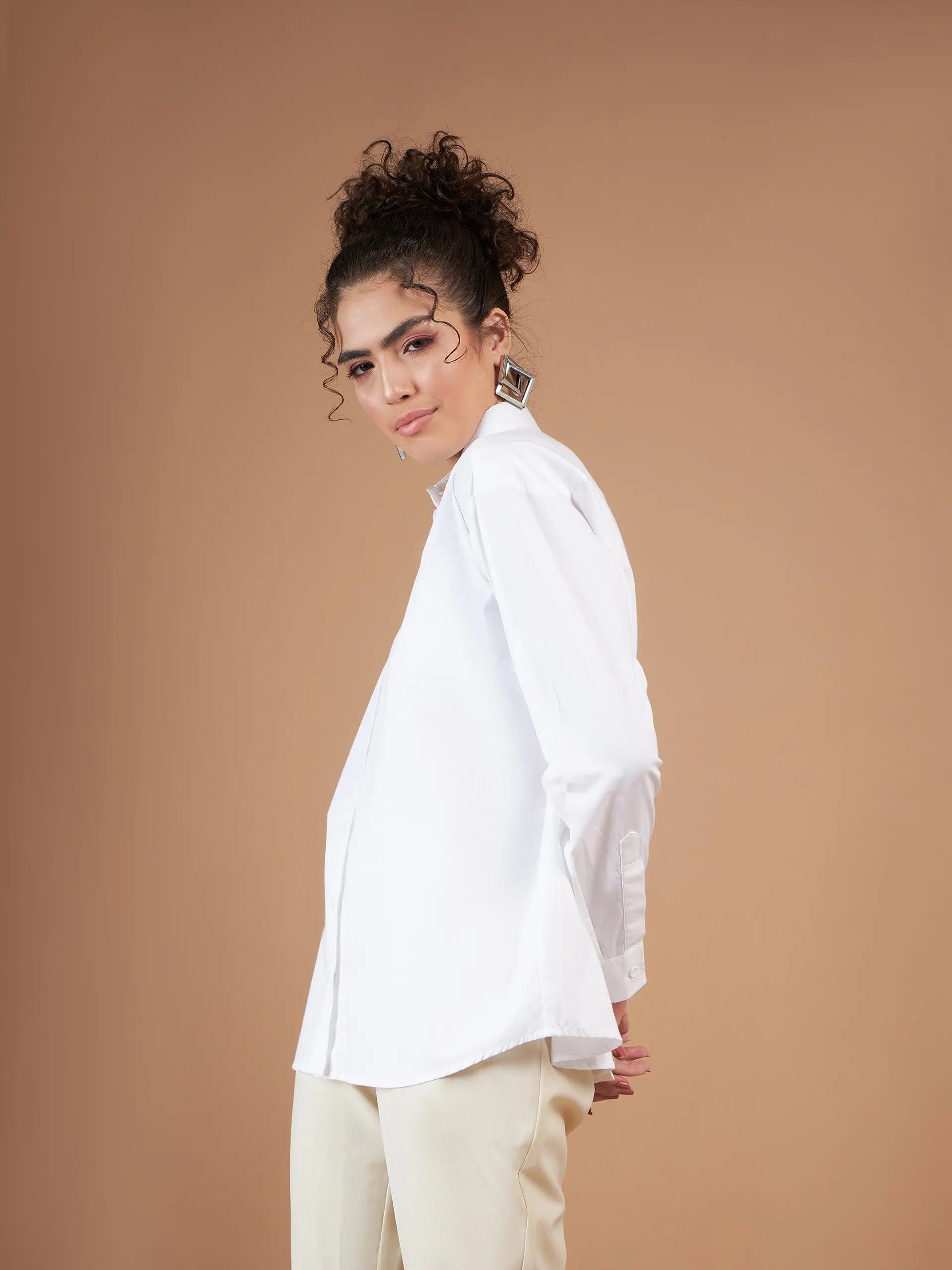 White Cotton Poplin Shirt | Women's Relaxed Fit Top