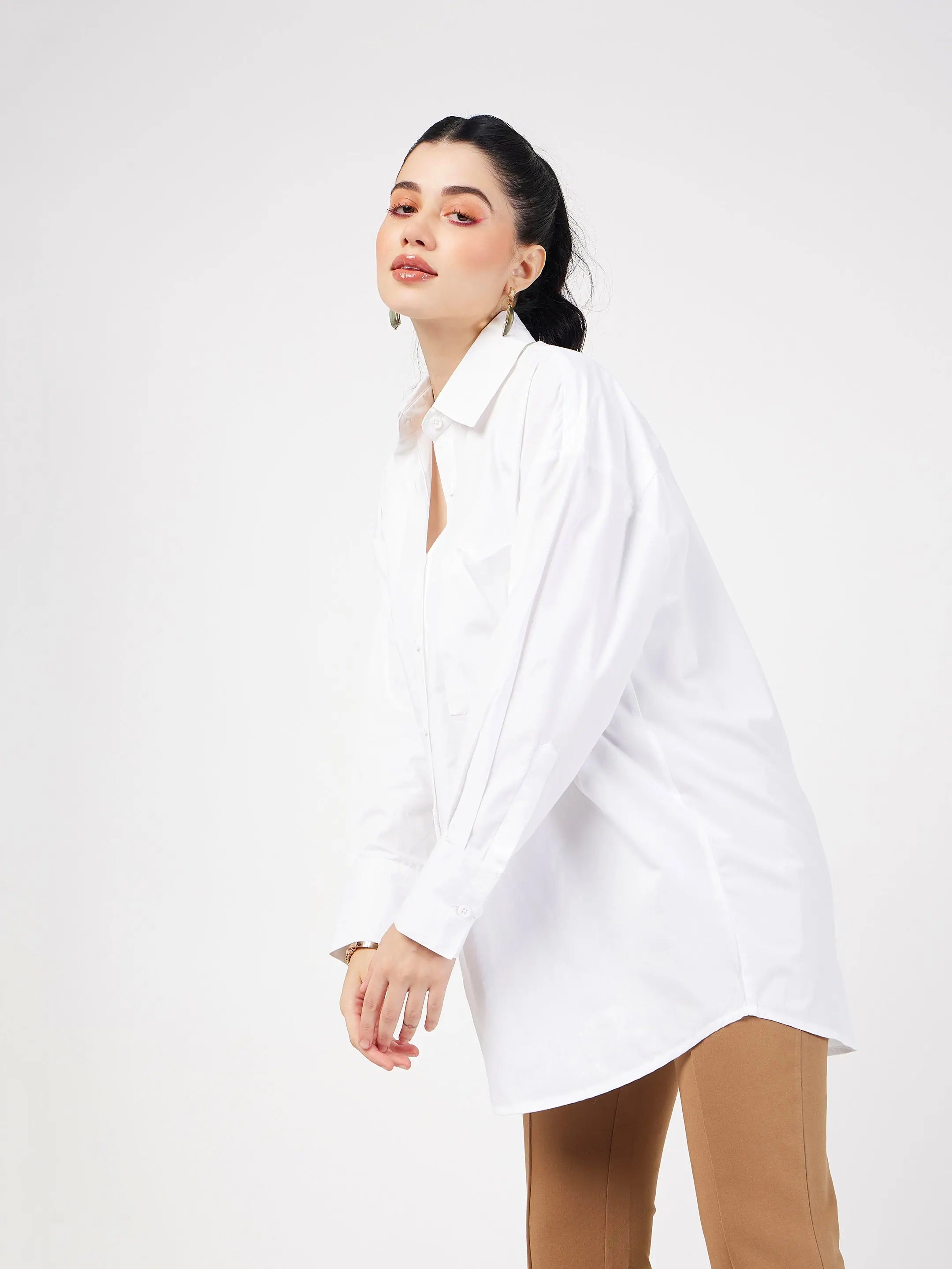 Oversized White Poplin Shirt for Women | Shop Lehenga Styles