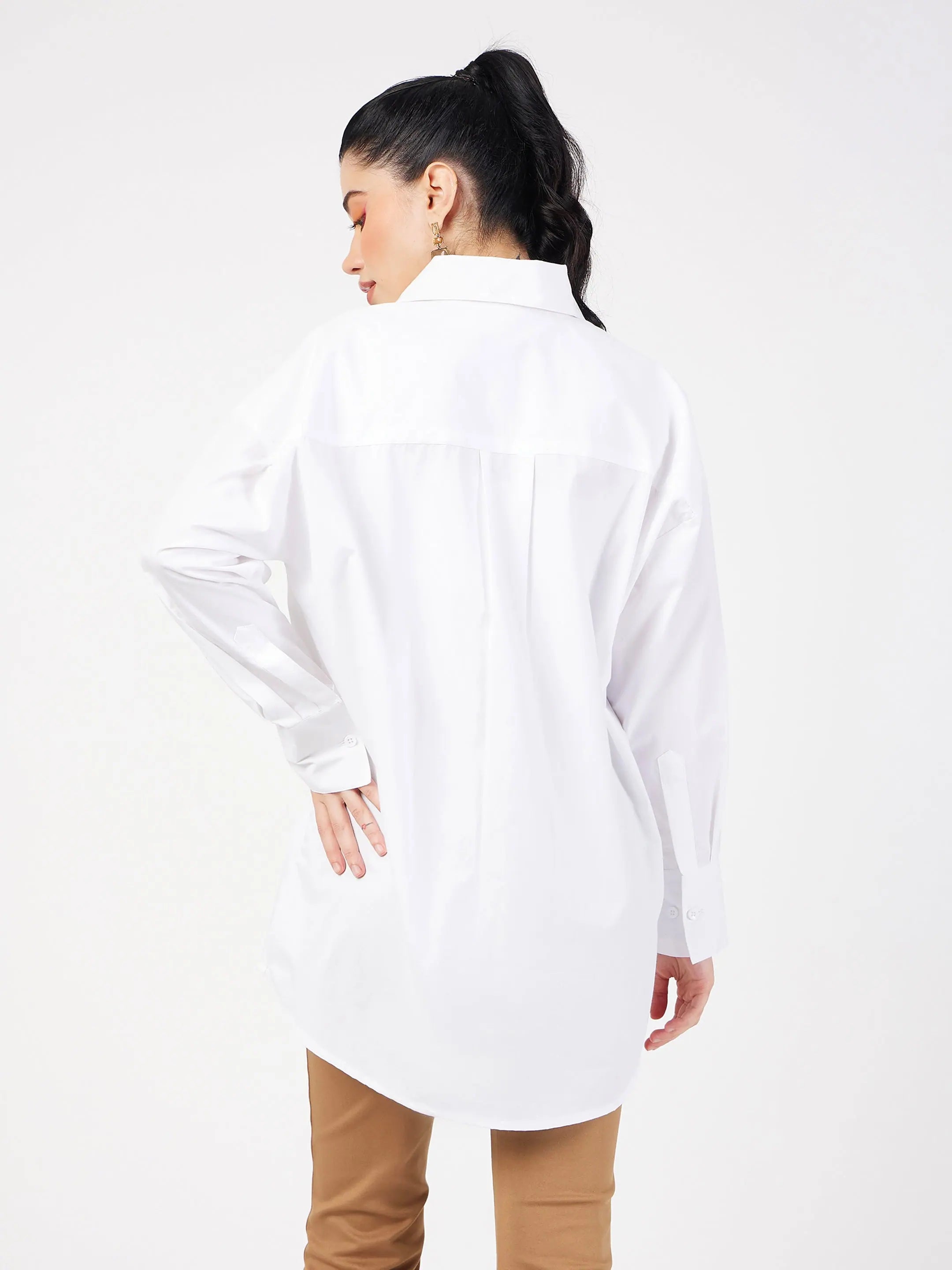 Oversized White Poplin Shirt for Women | Shop Lehenga Styles