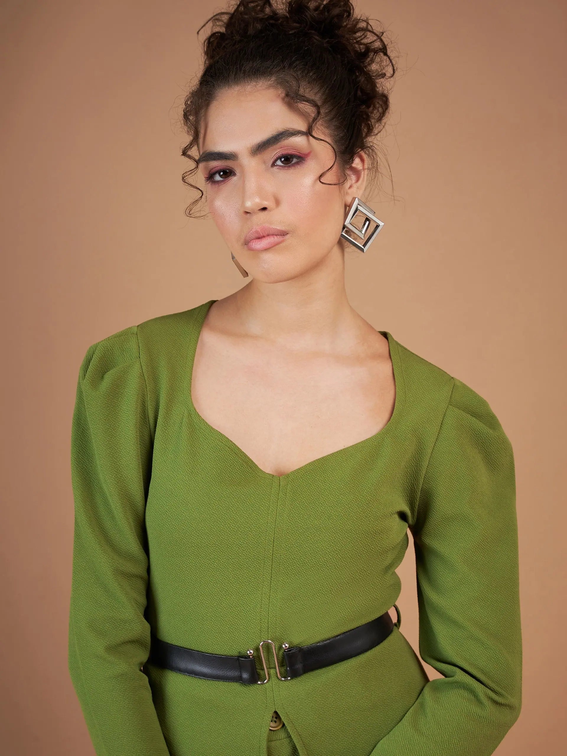 Green Peplum Top and Pants - Women's Western Outfits Online
