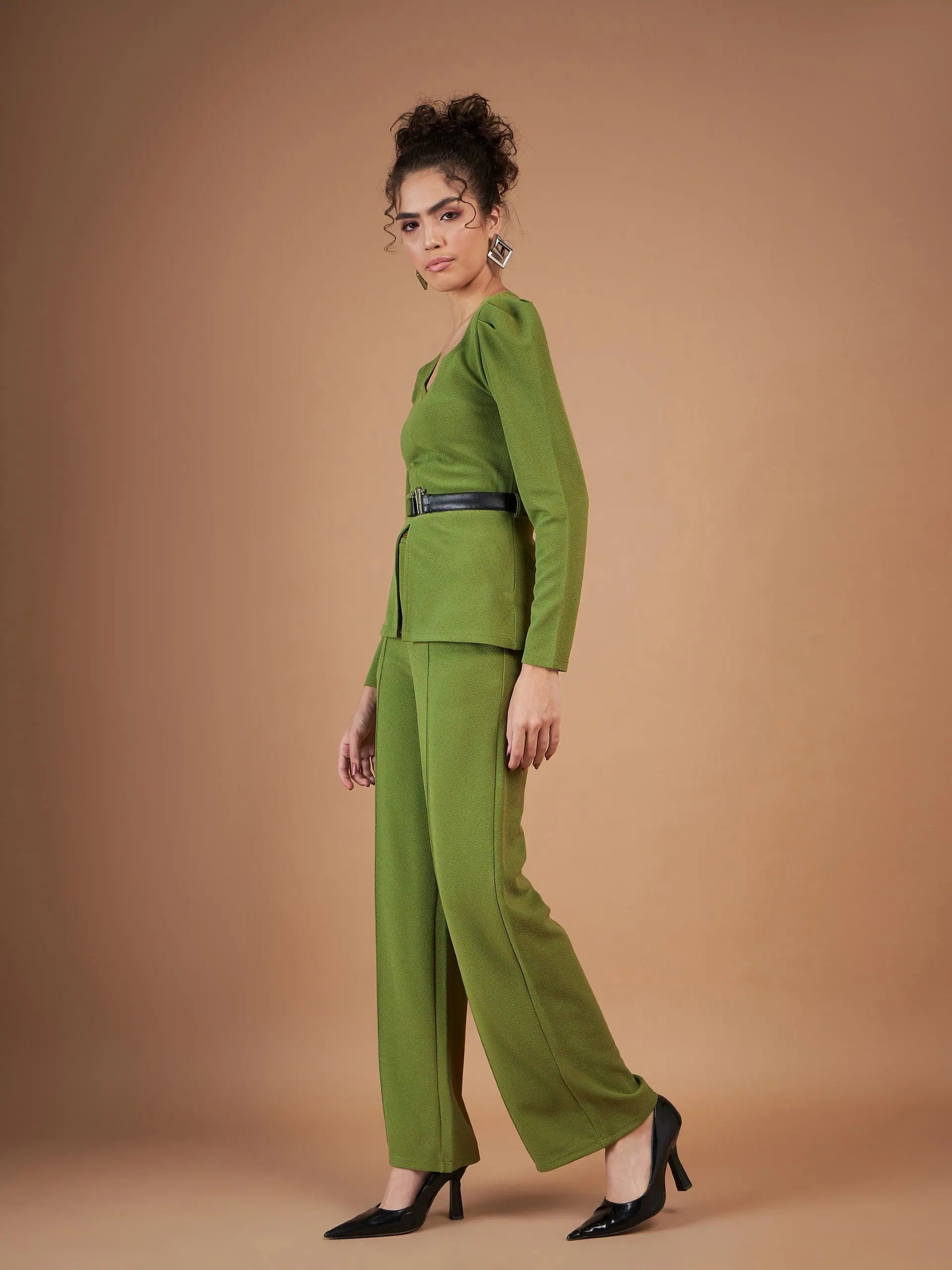Green Peplum Top and Pants - Women's Western Outfits Online