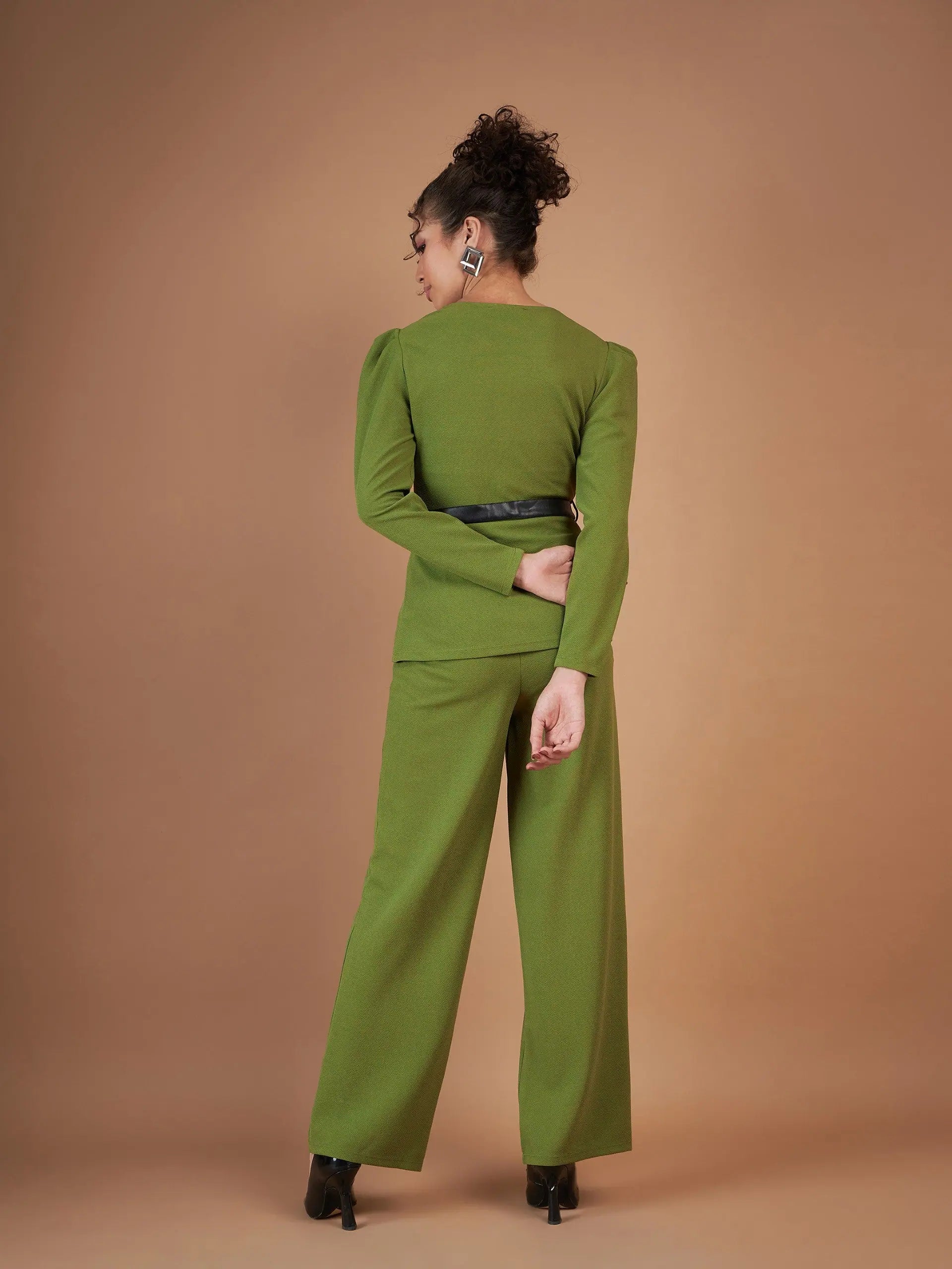 Green Peplum Top and Pants - Women's Western Outfits Online