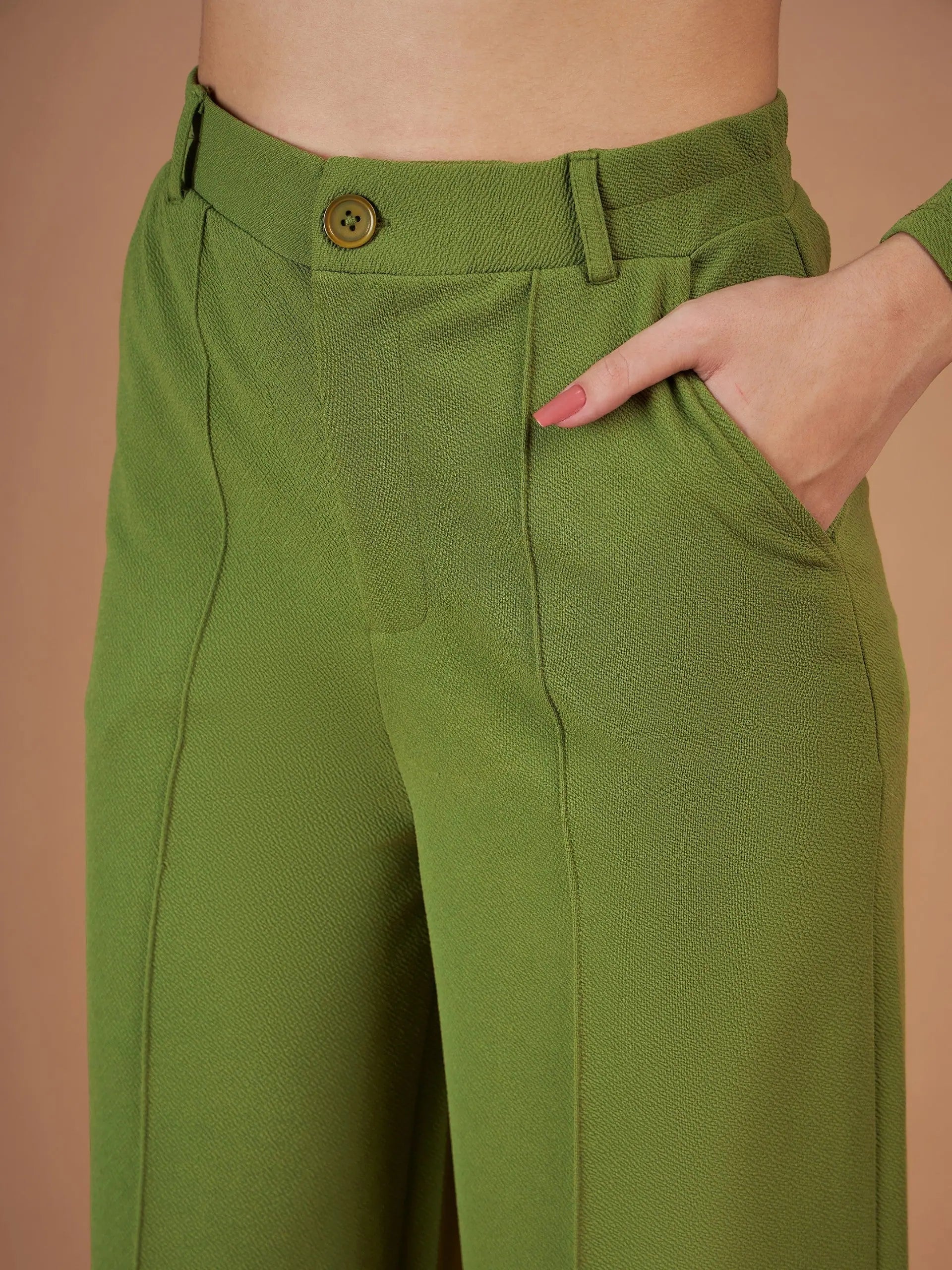 Green Peplum Top and Pants - Women's Western Outfits Online