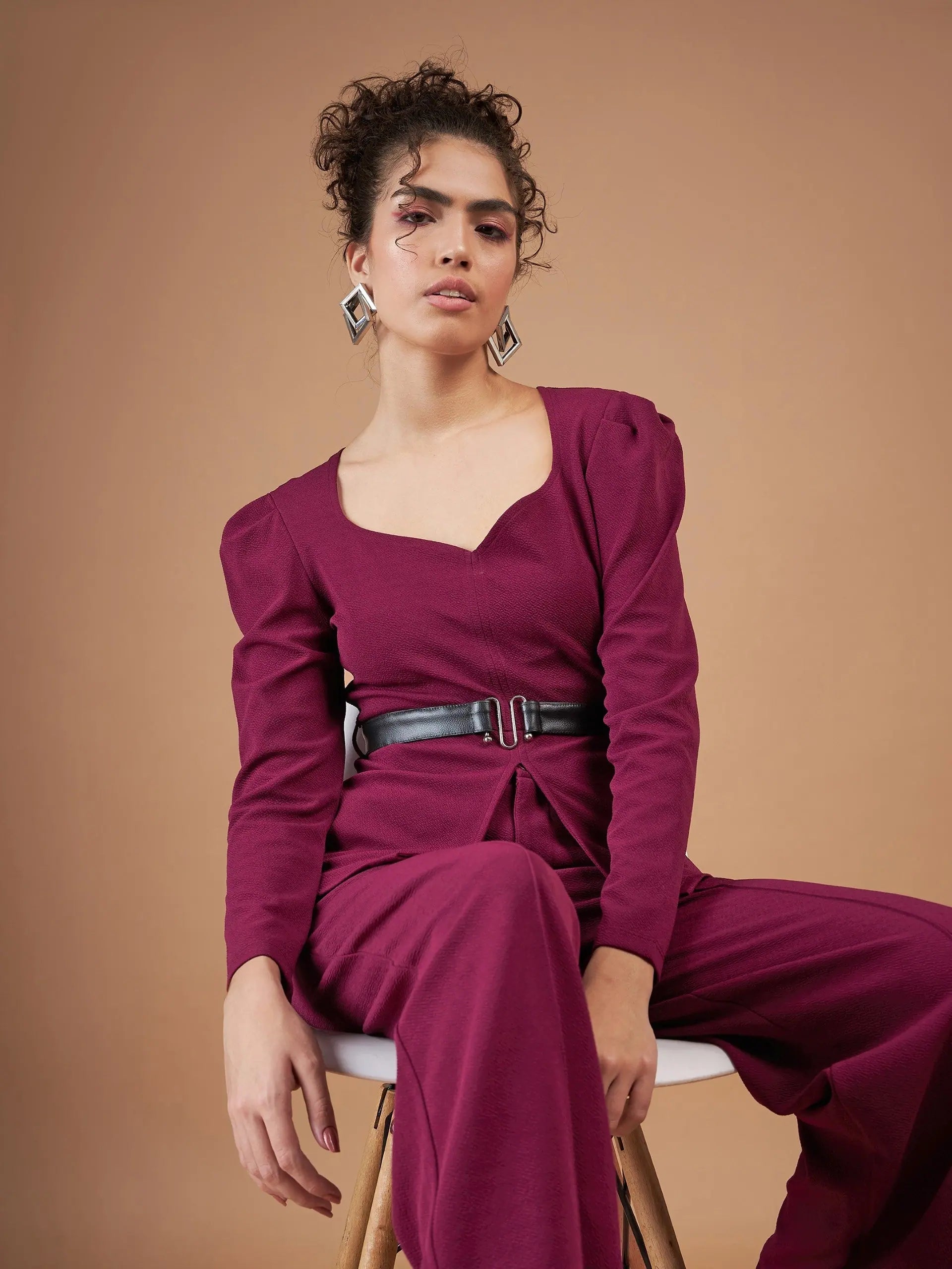 Maroon Peplum Top & Pants Set | Women's Tunics & Outfits Maroon Peplum Top & Pants Set | Women's Tunics & Outfits