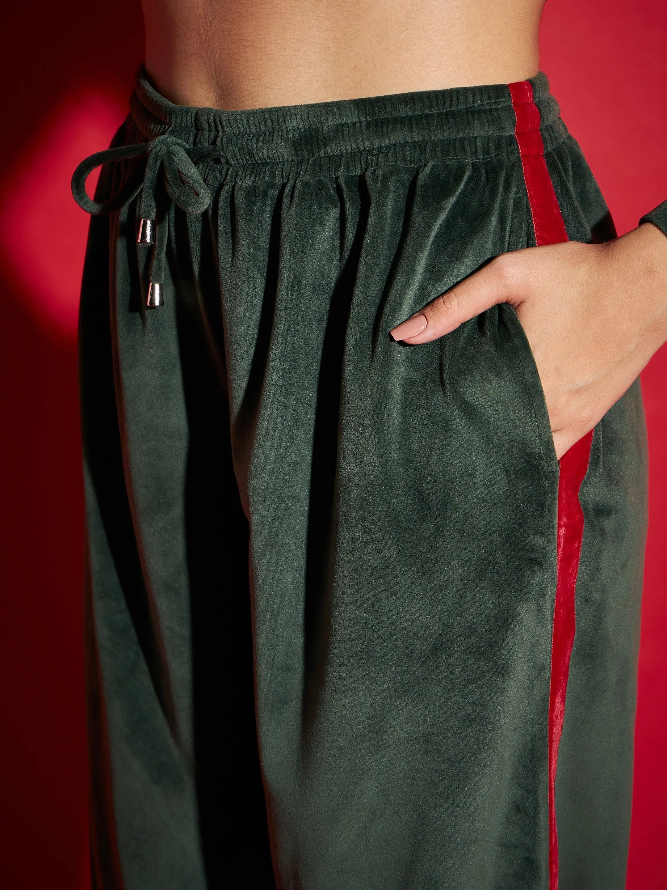 Emerald Velour Sweatshirt & Joggers Set | Lehenga Inspiration