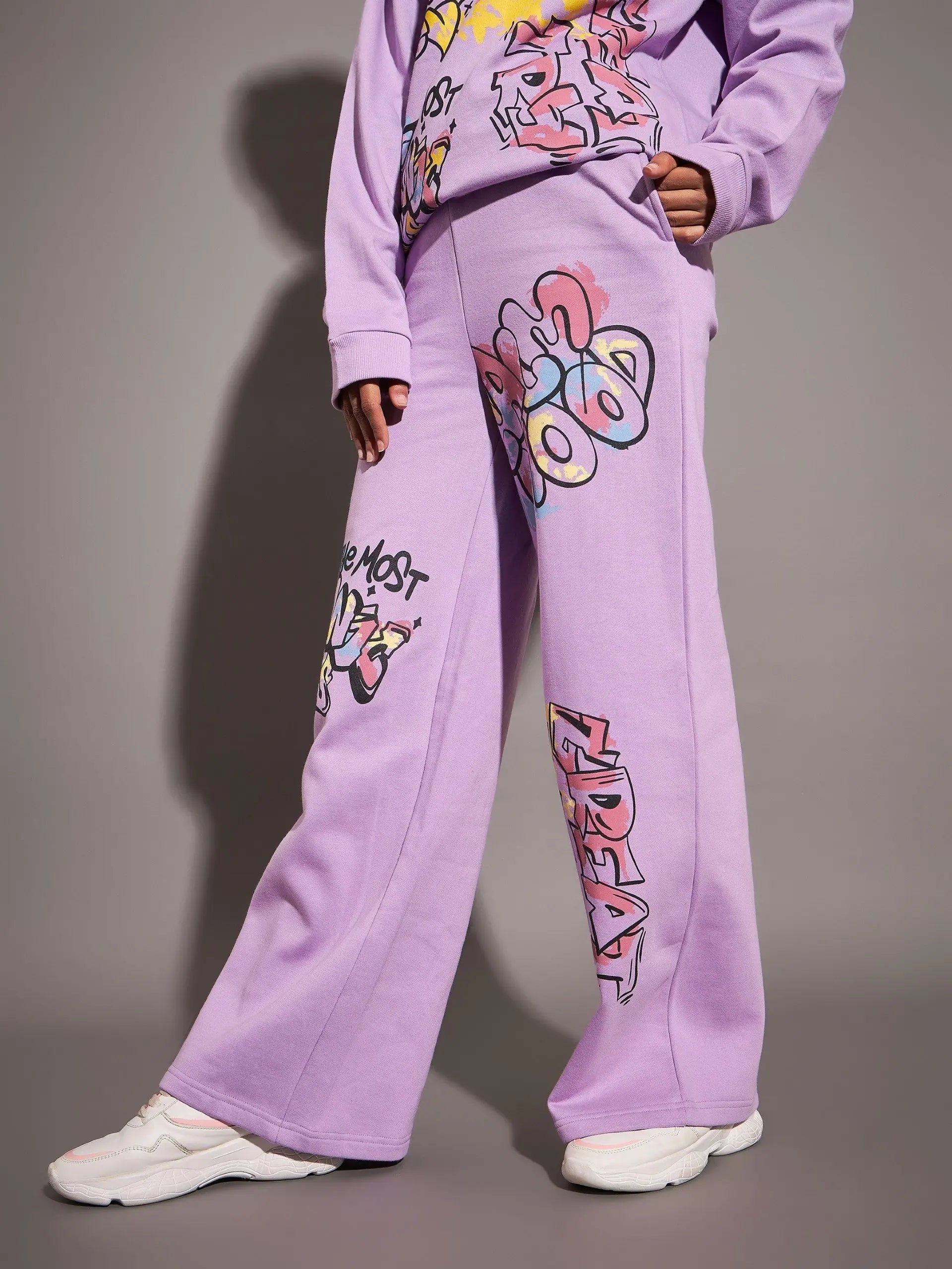 Lavender Fleece Track Pants - Women's Gym Clothes & Activewear