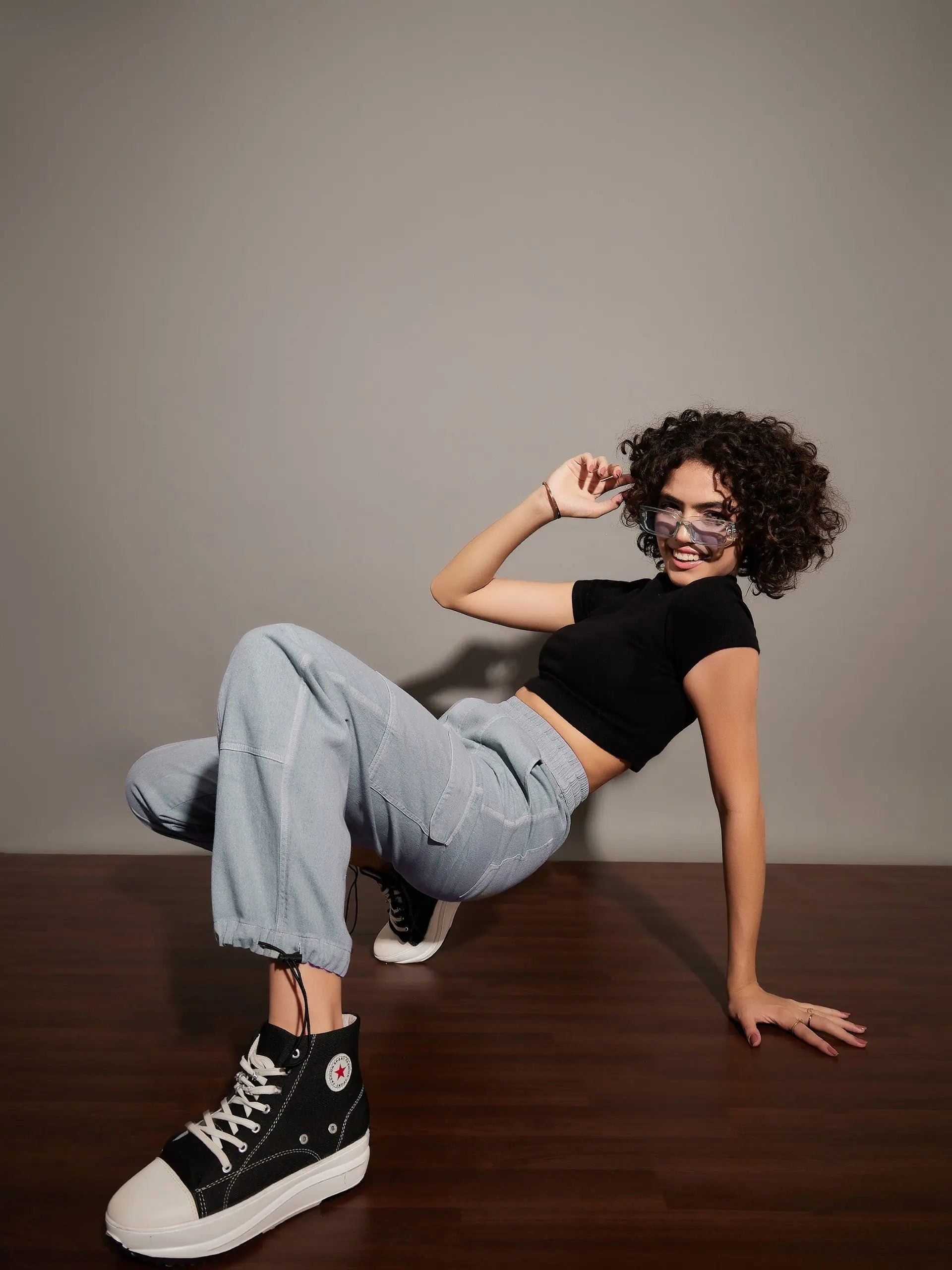 Light Blue Twill Cargo Pants - Women's Western Clothing