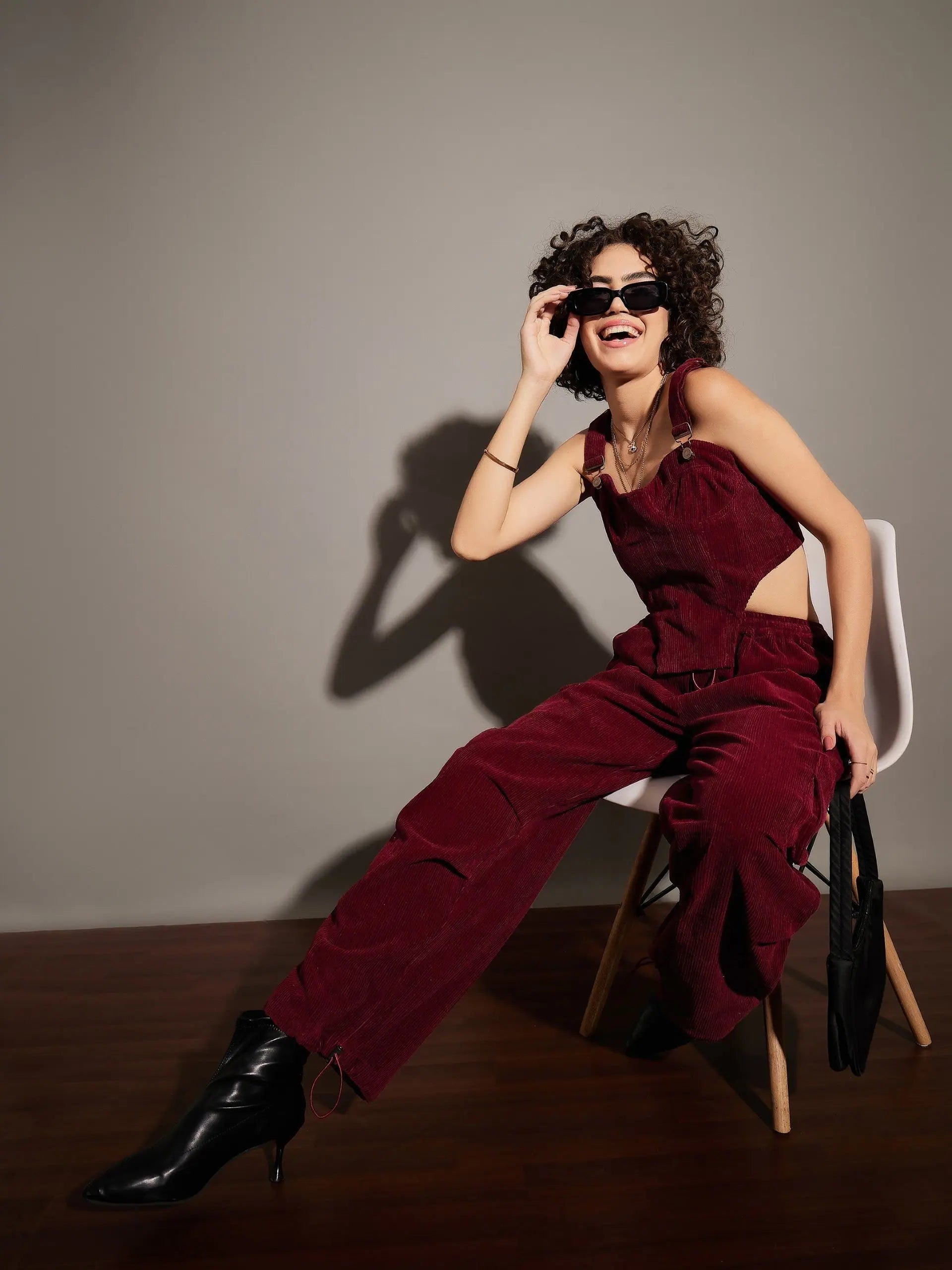 Maroon Corduroy Cargo Pants | Women's Western Wear Clothing