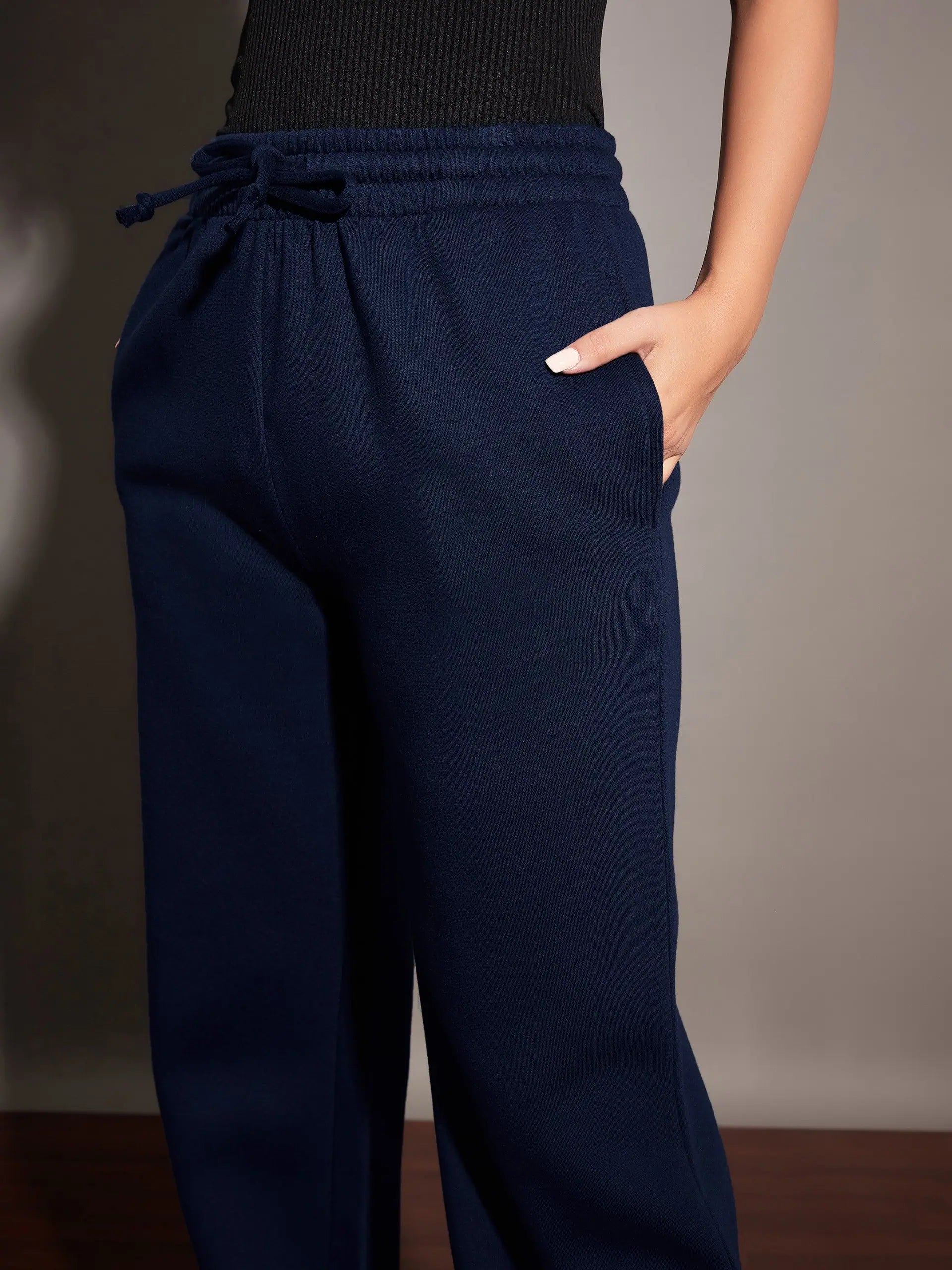 Wholesale Women Navy Fleece Track Pants
