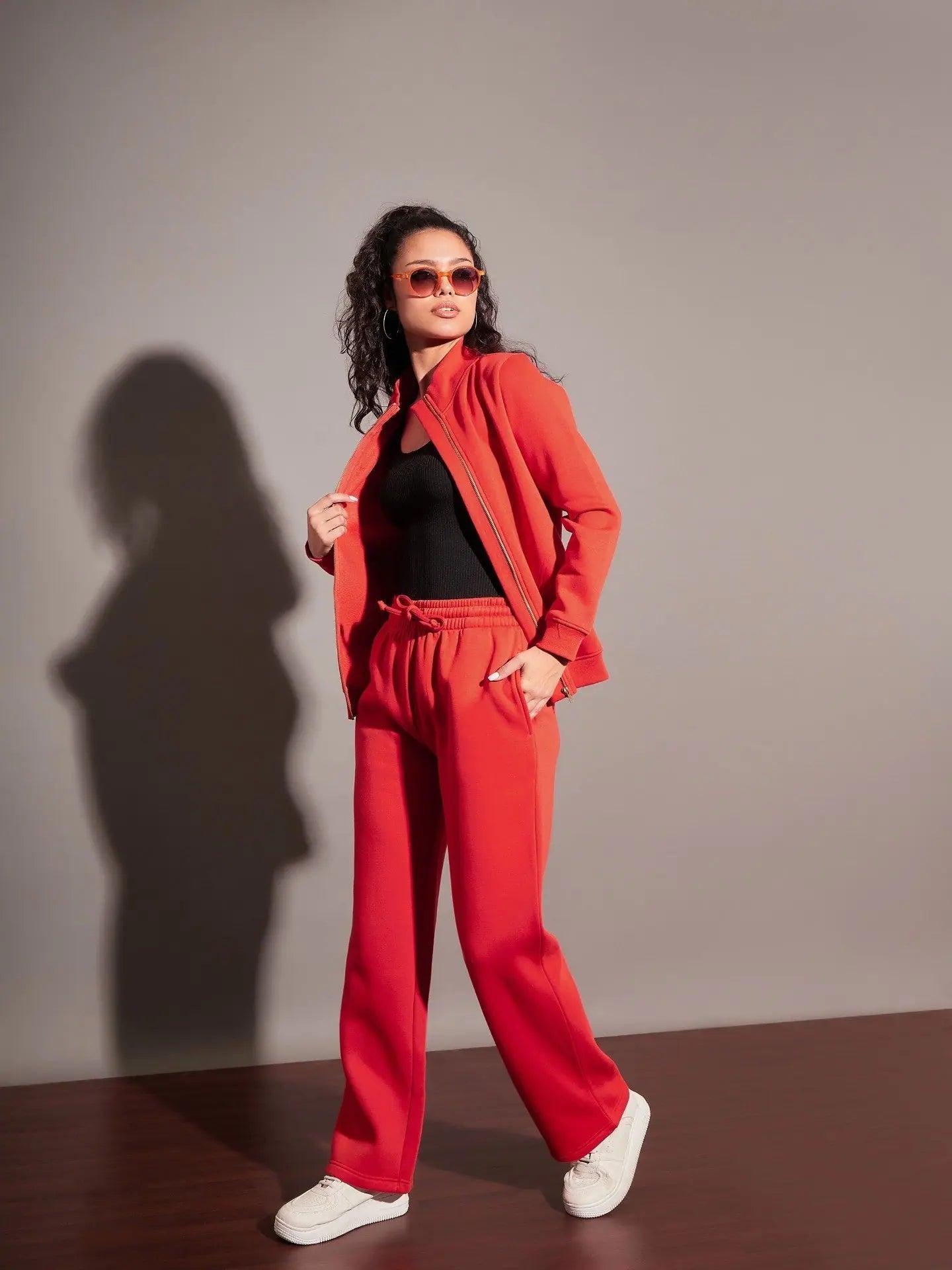 Wholesale Women Red Fleece Track Pants