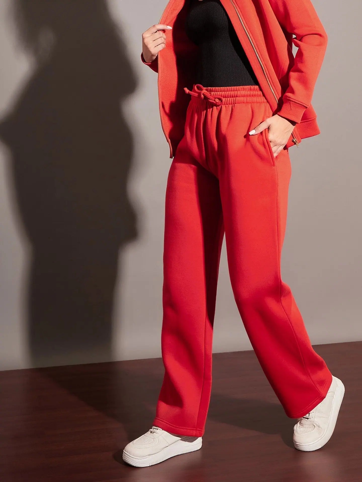 Wholesale Women Red Fleece Track Pants