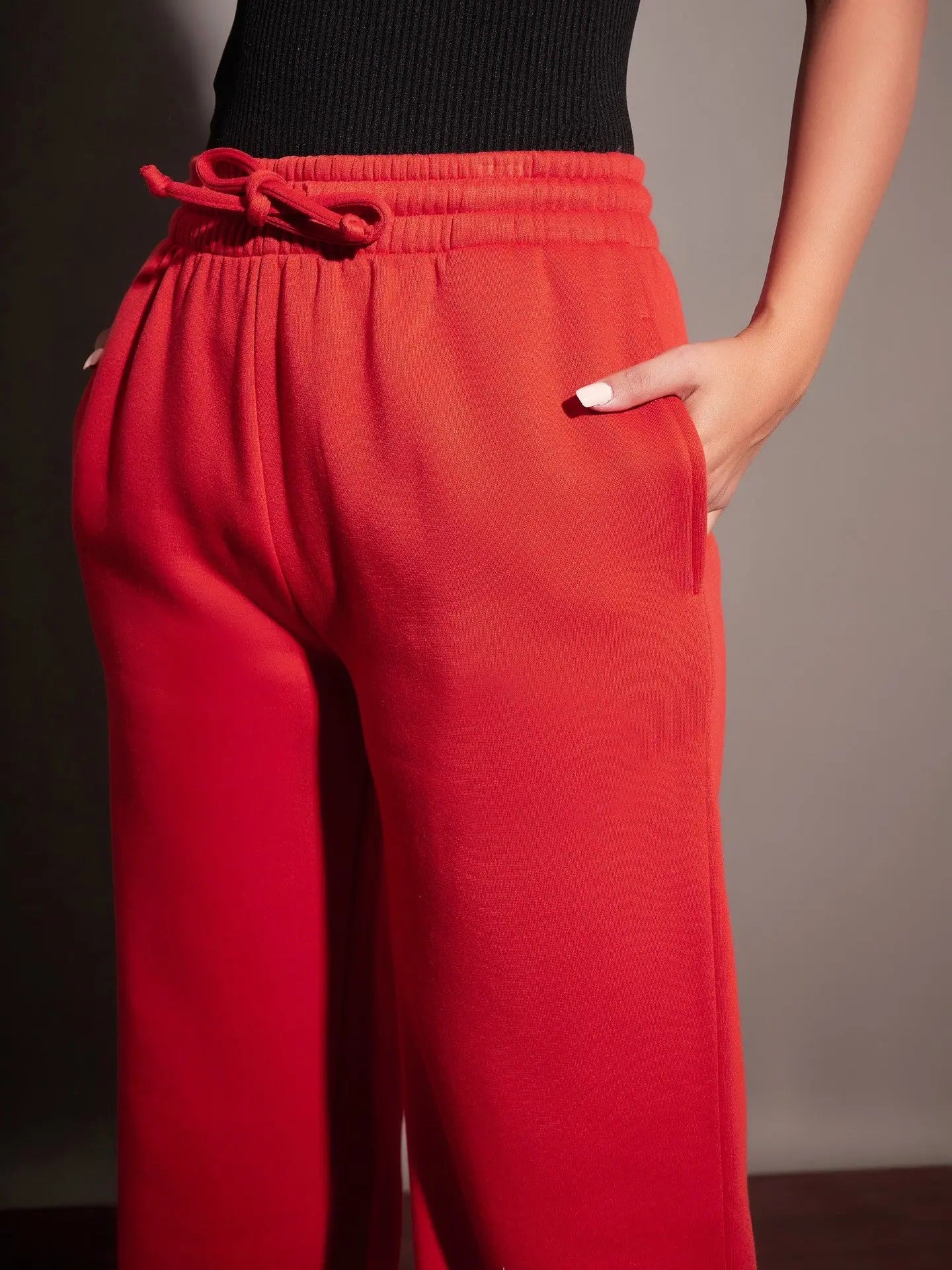 Wholesale Women Red Fleece Track Pants