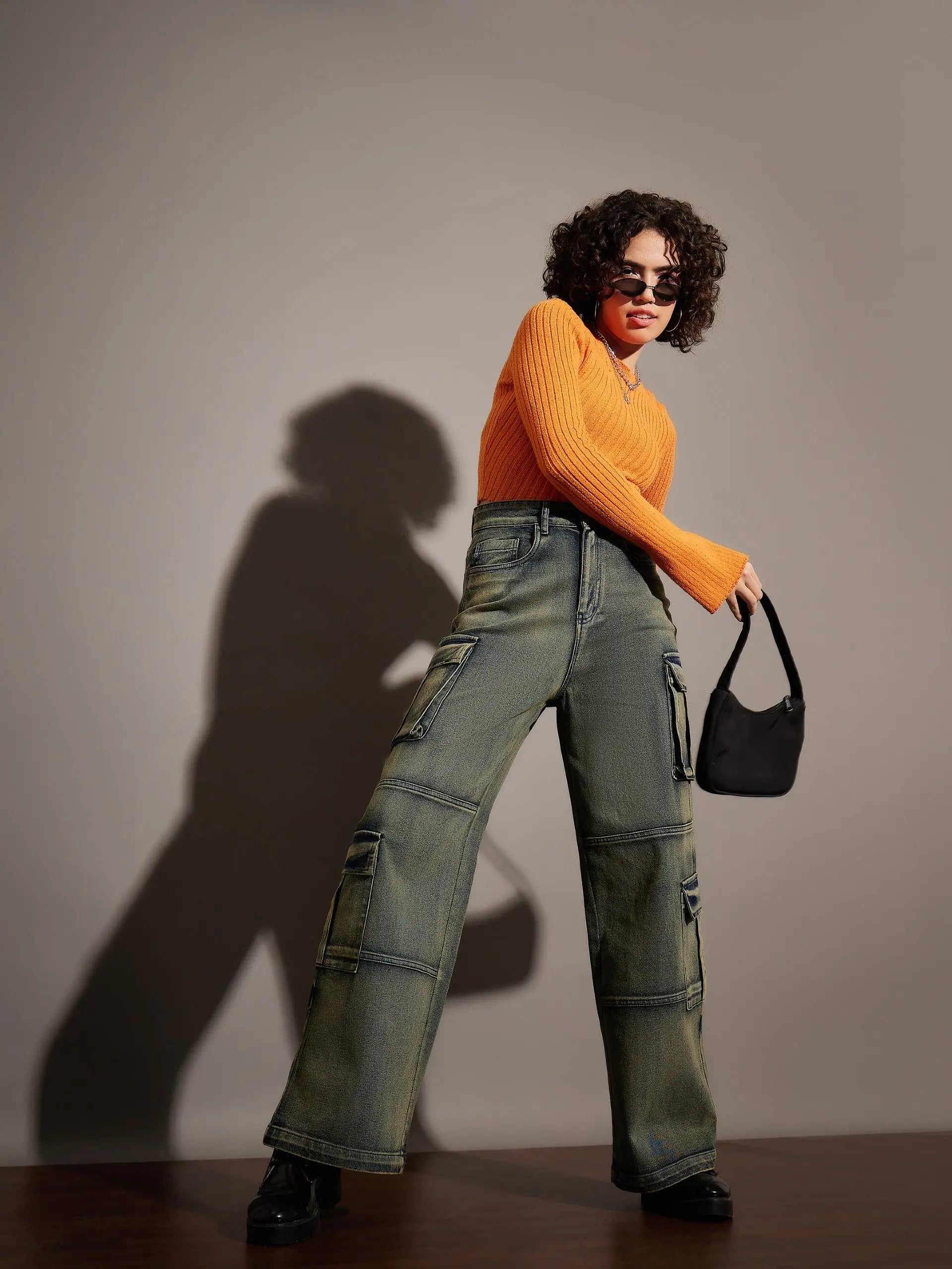 Green Pocket Detail Jeans for Women | Denim Straight Fit