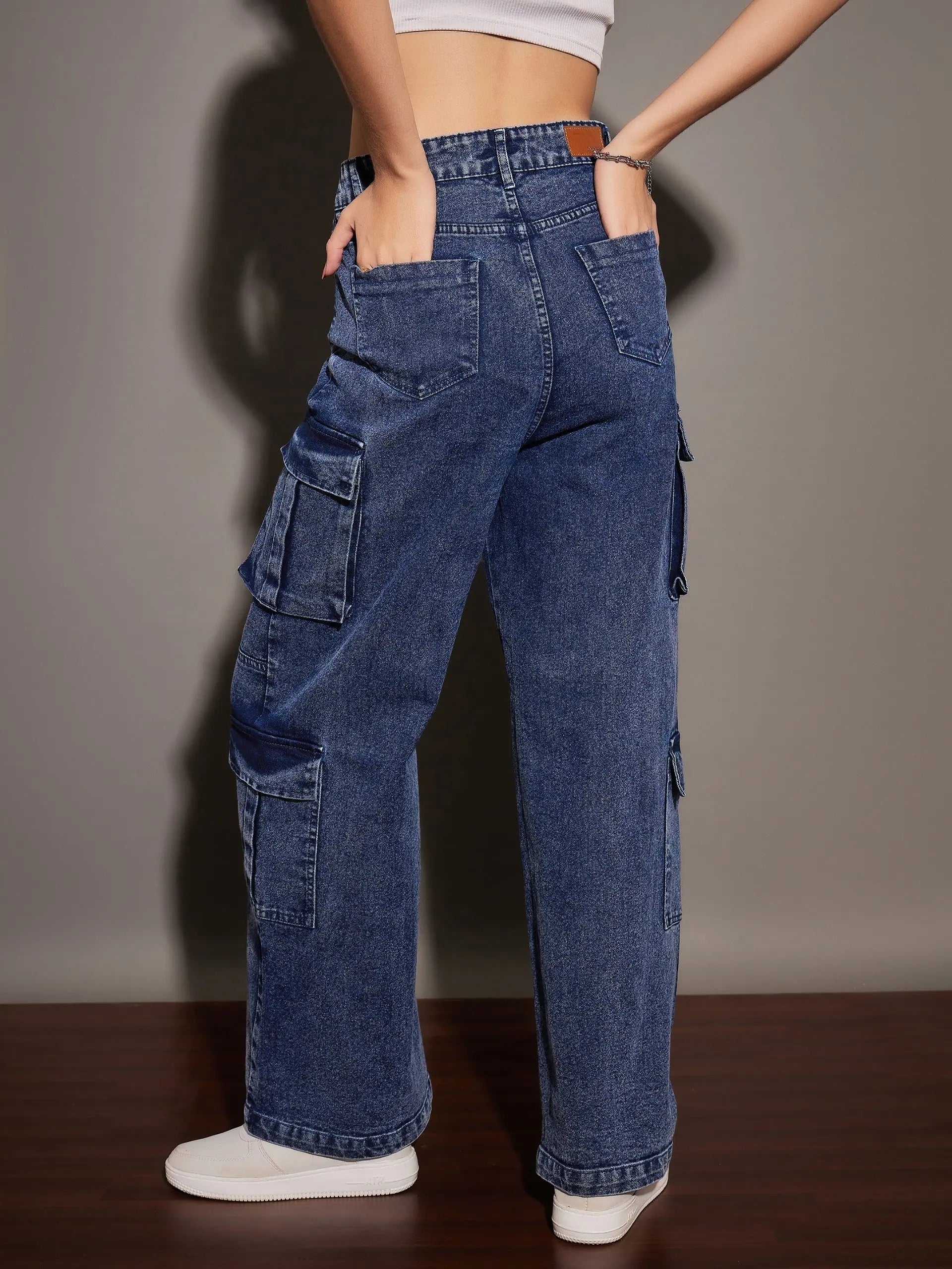 Women's Blue Jeans with Multi Pockets | Premium Denim Fit