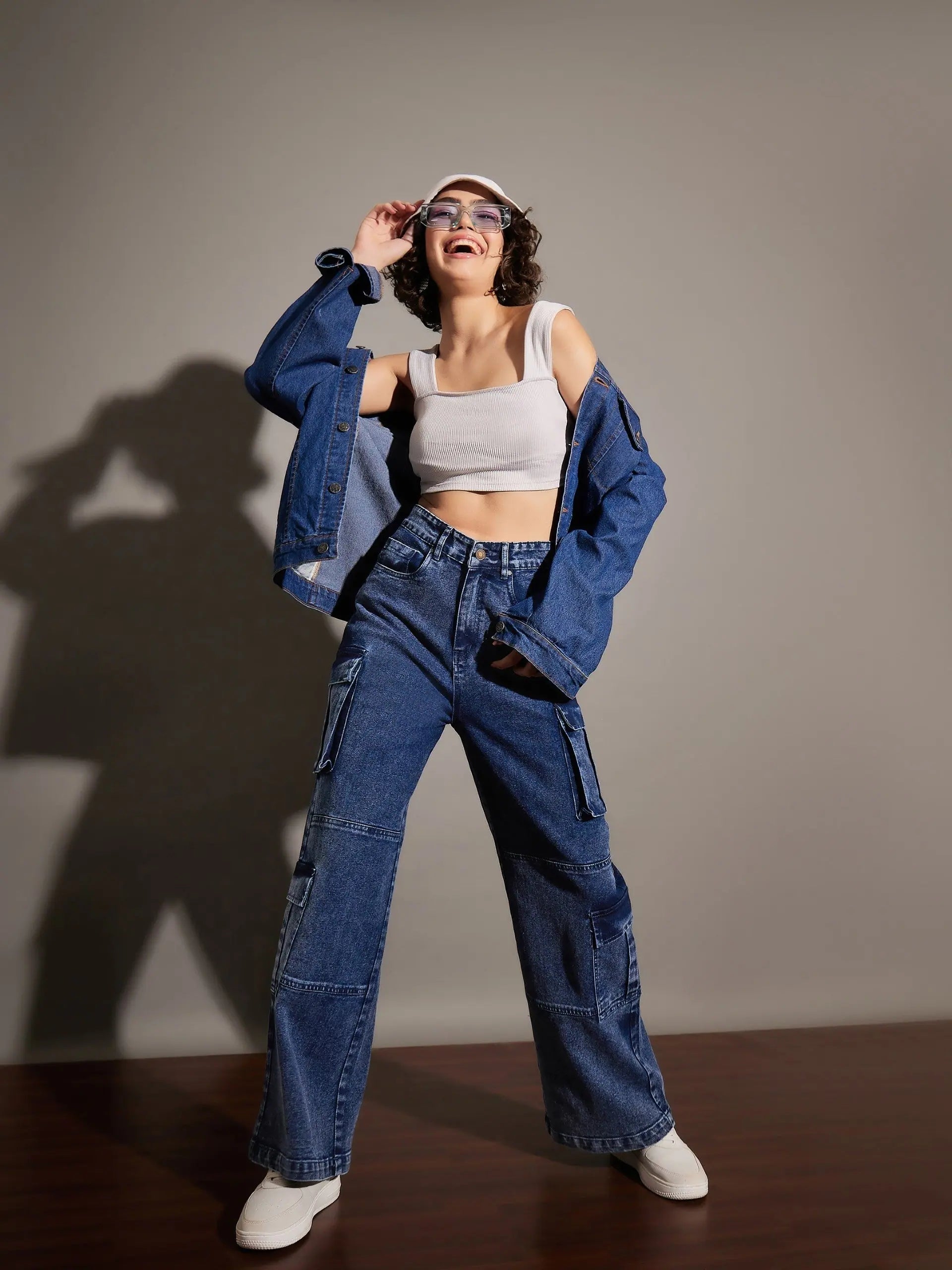 Women's Blue Jeans with Multi Pockets | Premium Denim Fit
