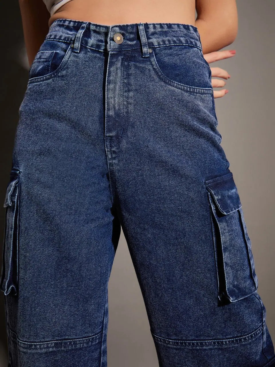 Women's Blue Jeans with Multi Pockets | Premium Denim Fit