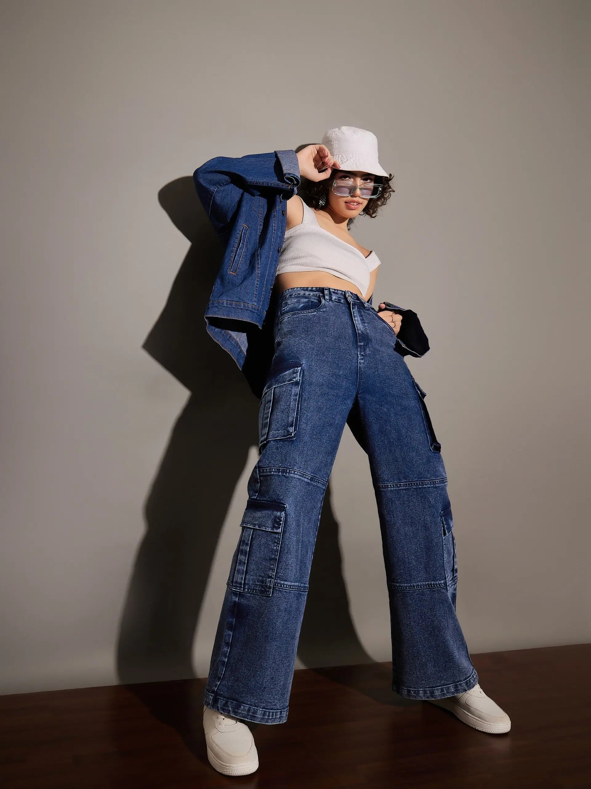 Women's Blue Jeans with Multi Pockets | Premium Denim Fit
