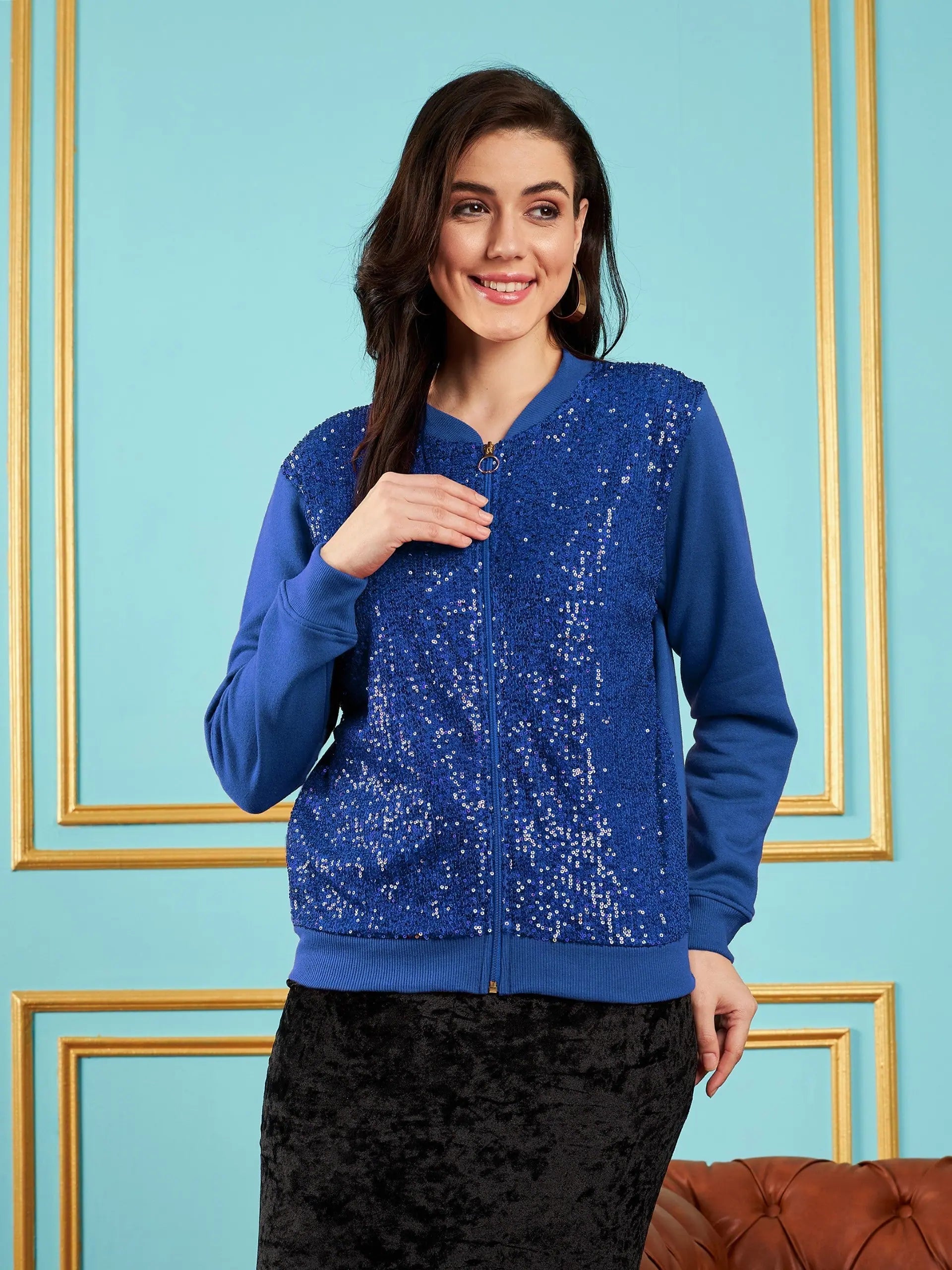 Blue Embellished Jacket | Women's Fashion Jackets