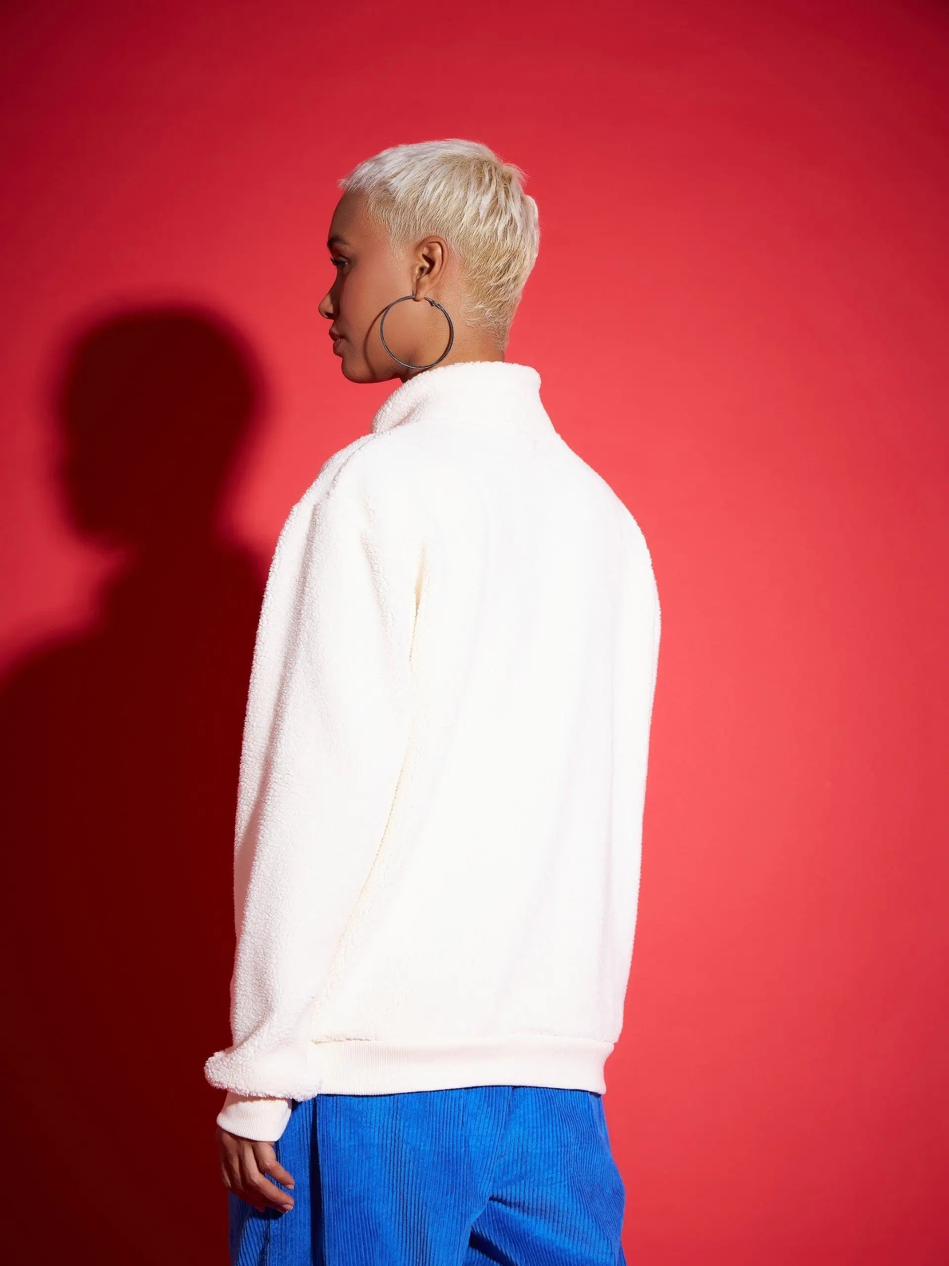 Beige Fur Jacket - High Neck Women's Winter Coat, Trendy Jacket