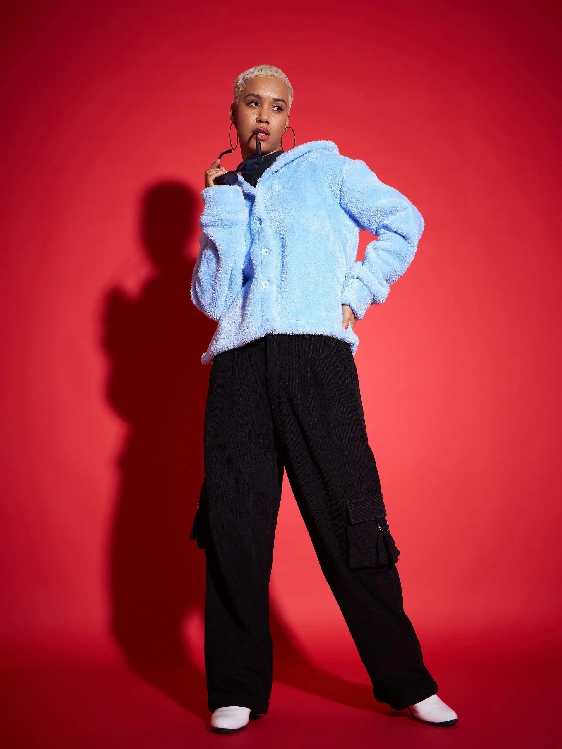 Blue Solid Women's Jacket | Trendy Women's Outerwear Coat