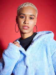 Women Solid Standard Blue Full Sleeve Jacket