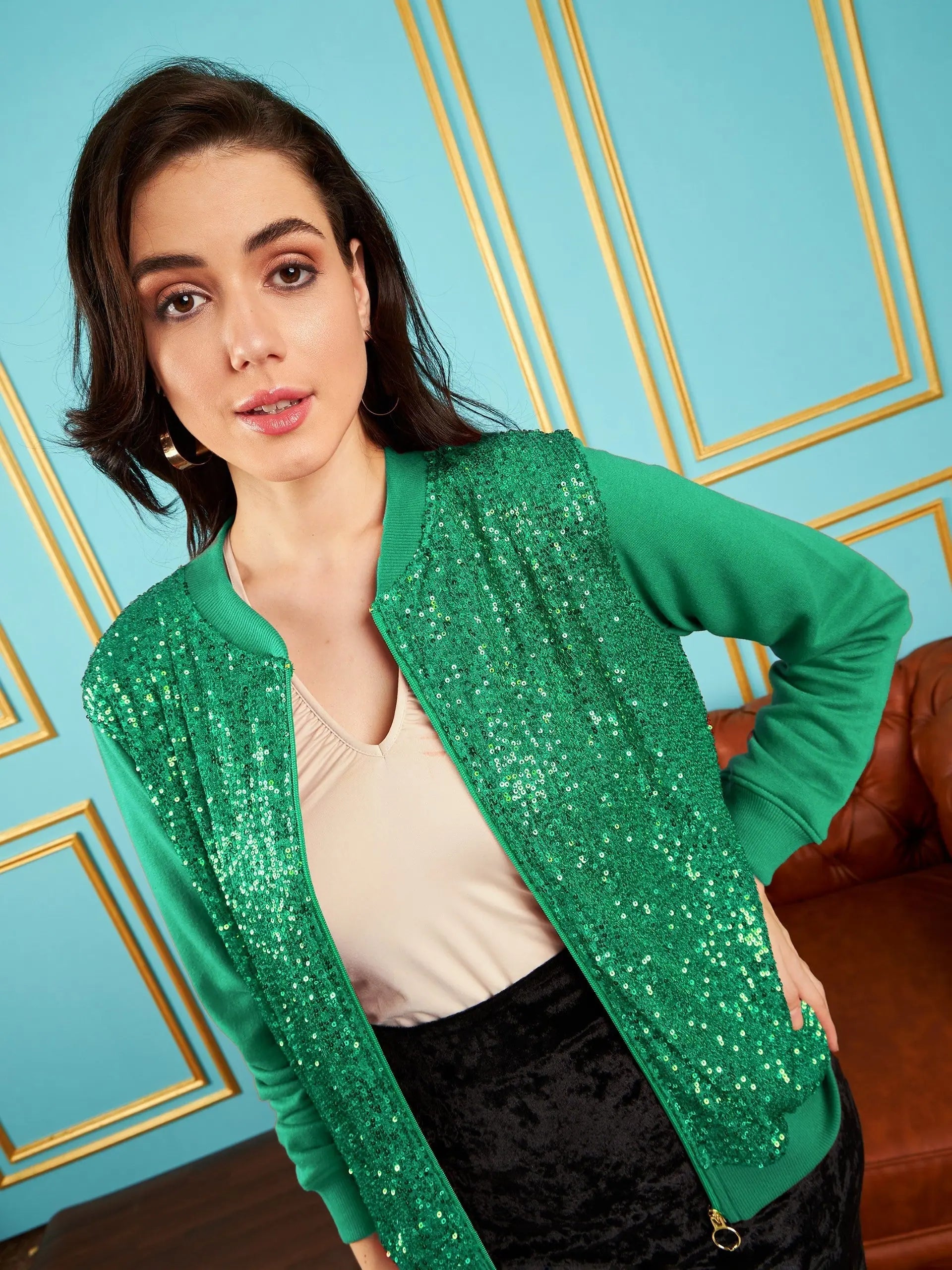 Green Embellished Jacket | Women's Fashion Jackets