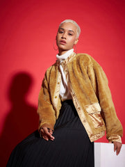 Women Solid Standard Brown Full Sleeve Jacket