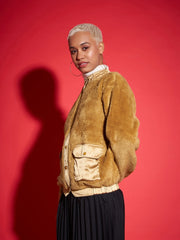 Women Solid Standard Brown Full Sleeve Jacket