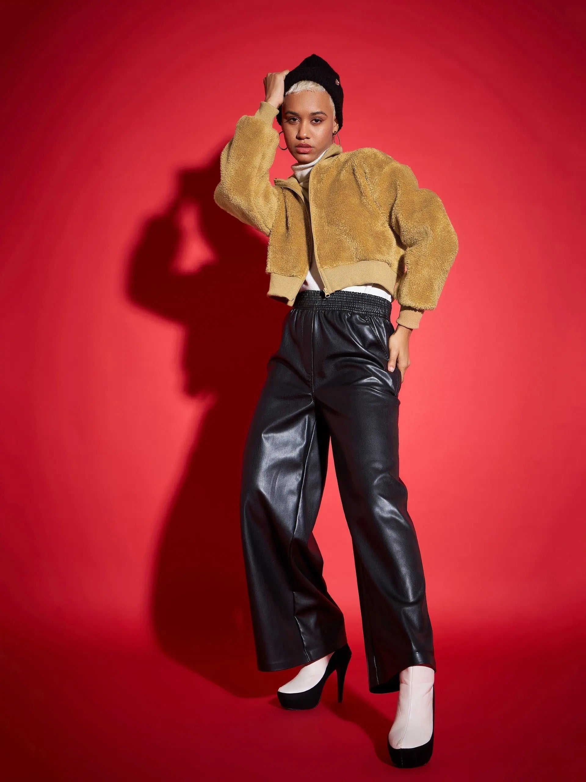 Brown Fur Bomber Jacket - Trendy Women's Winter Coats & Jackets