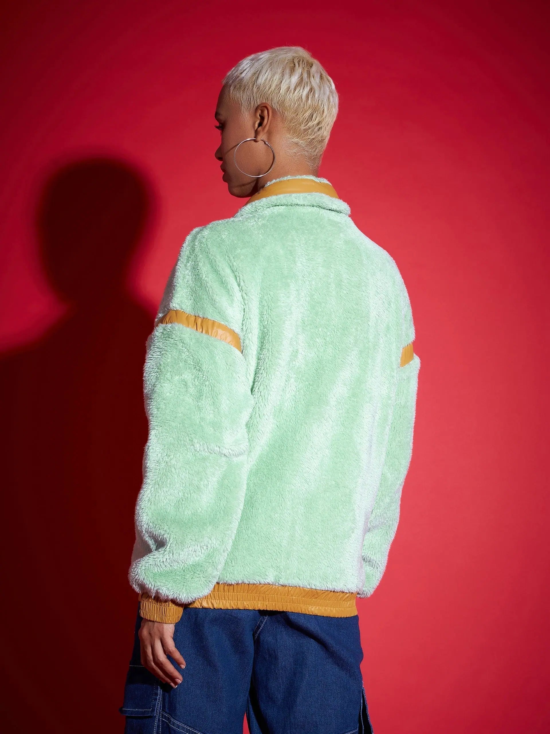 Green Solid Cotton Women's Jacket | Women's Fashion Jackets