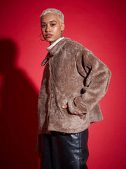 Women Solid Standard Grey Full Sleeve Jacket