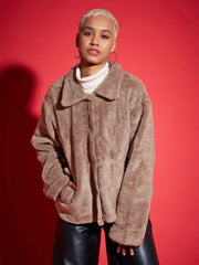 Women Solid Standard Grey Full Sleeve Jacket