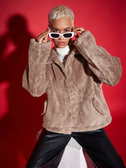 Women Solid Standard Grey Full Sleeve Jacket