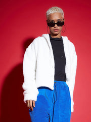 Women Solid Standard White Full Sleeve Jacket