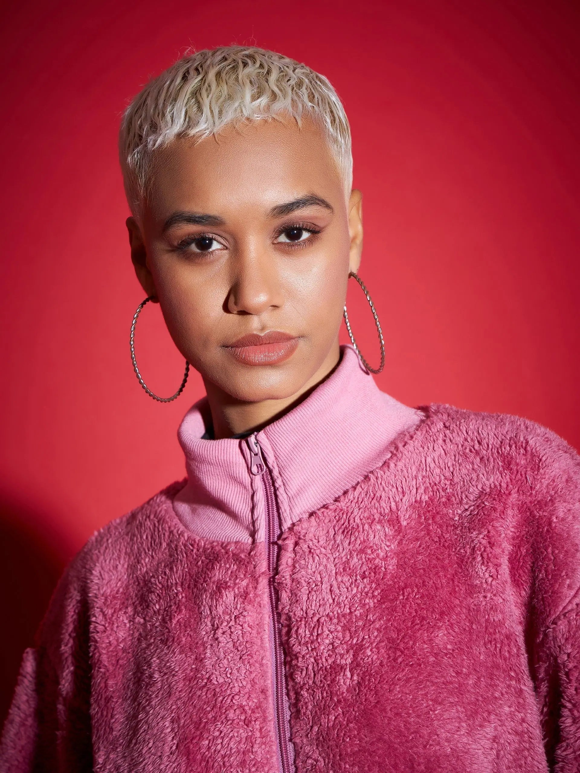 Pink Fur High Neck Jacket - Women's Fashion Jackets & Outerwear