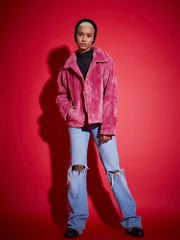 Women Solid Standard Pink Full Sleeve Jacket