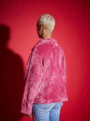 Women Solid Standard Pink Full Sleeve Jacket