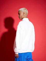 Women Solid Standard White High Neck Full Sleeve Jacket