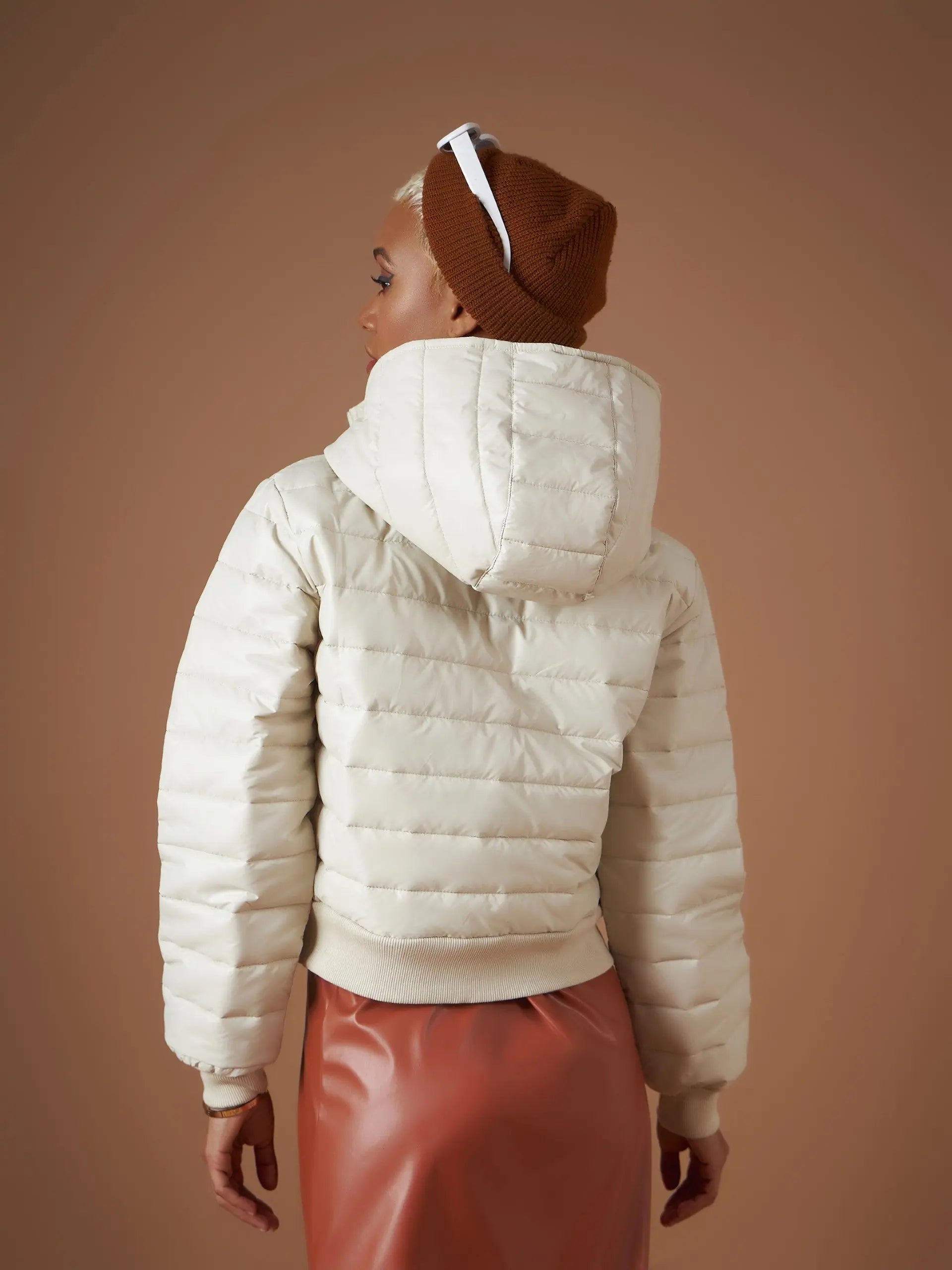 Beige Hooded Bomber | Trendy Women's Fashion Jackets Online