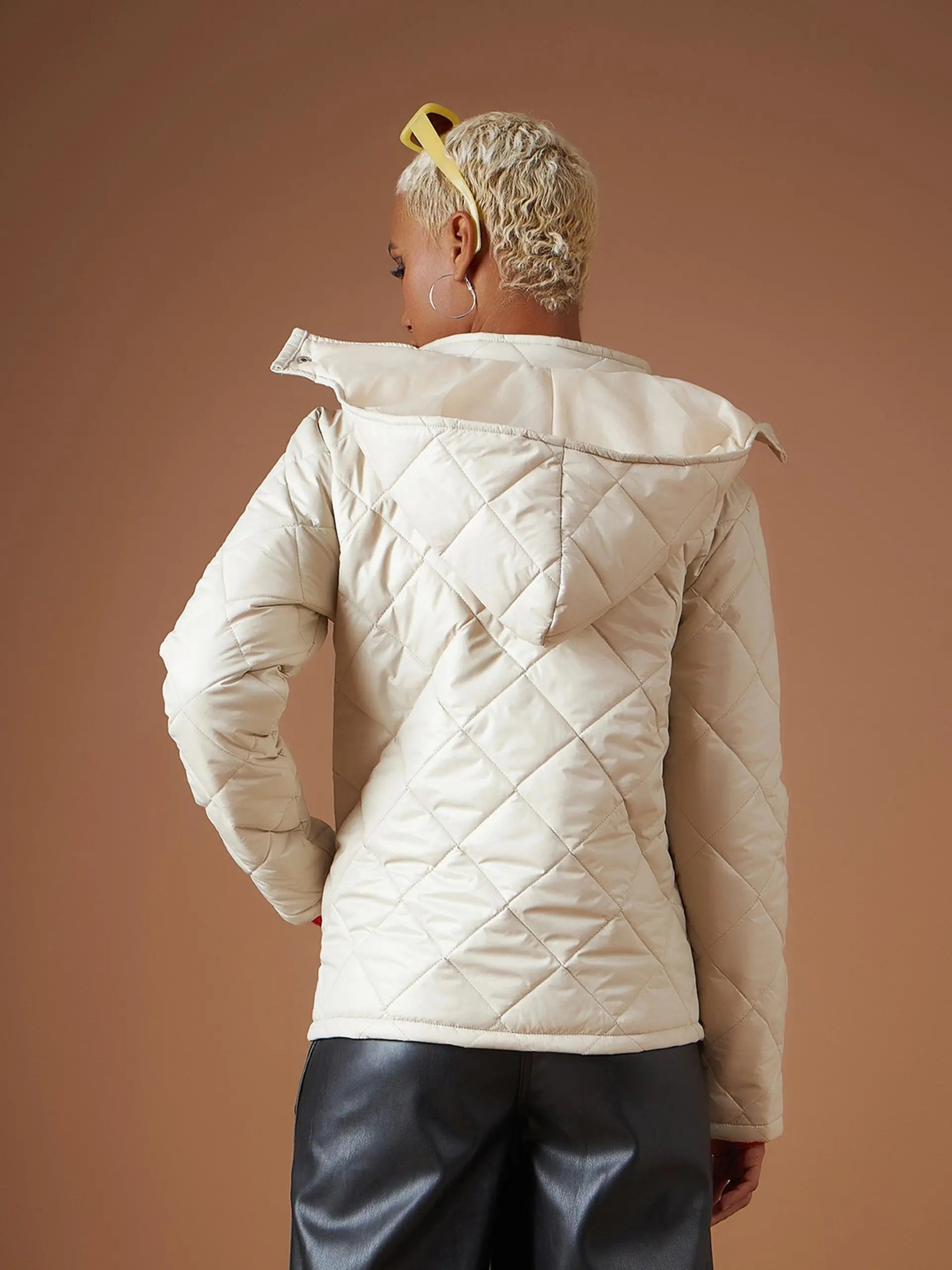 Beige Quilted Puffer Jacket | Women's Outerwear