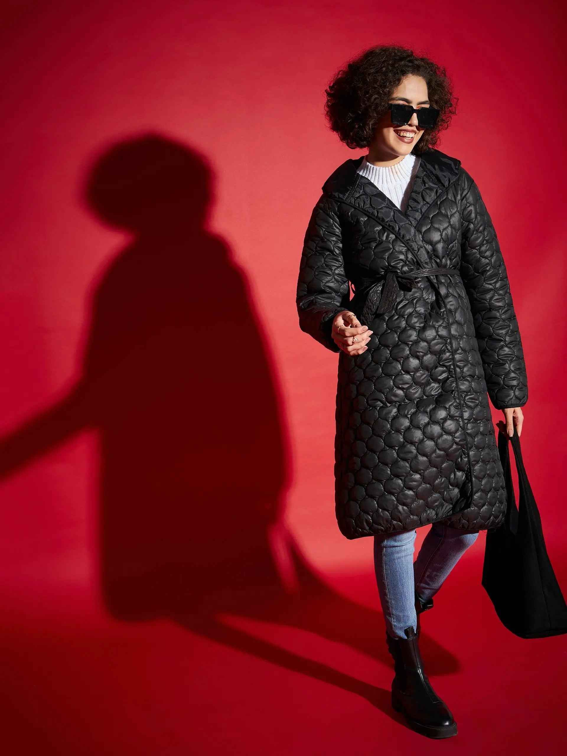Black Longline Puffer Jacket | Women's Winter Coats